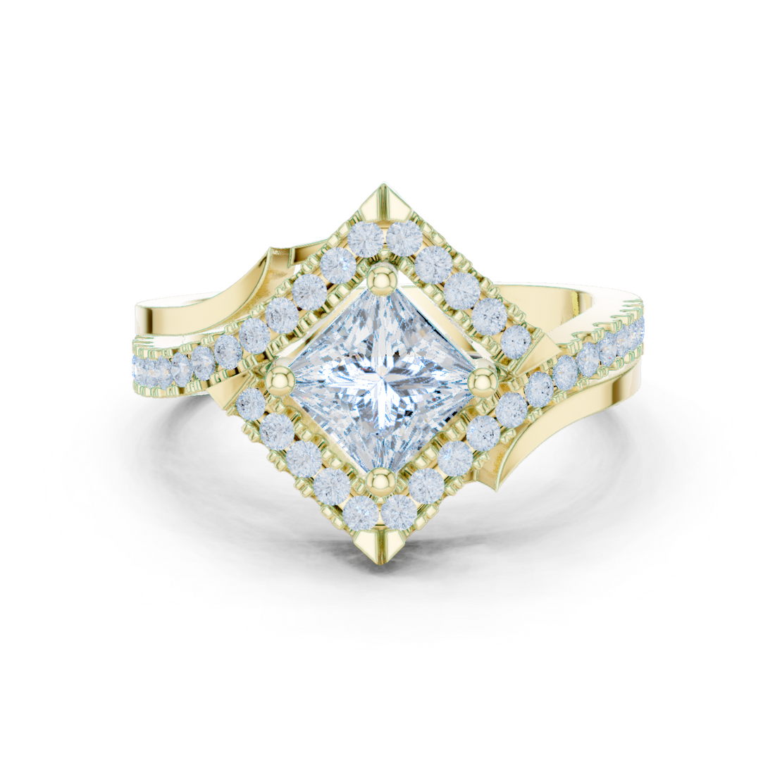 1.89 CTW Princess Cut EF VS/SI Lab-Grown Diamond Ring Engagement or Wedding Ring for Women in 14K Gold, Perfect Anniversary Gift