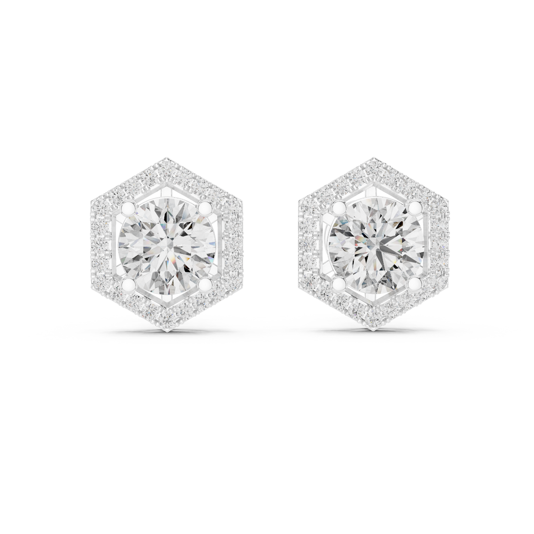 2.98 CT Round Cut Lab-Grown Diamond Stud Earrings 14K Gold Wedding Earrings for Women Birthday & Anniversary Gift