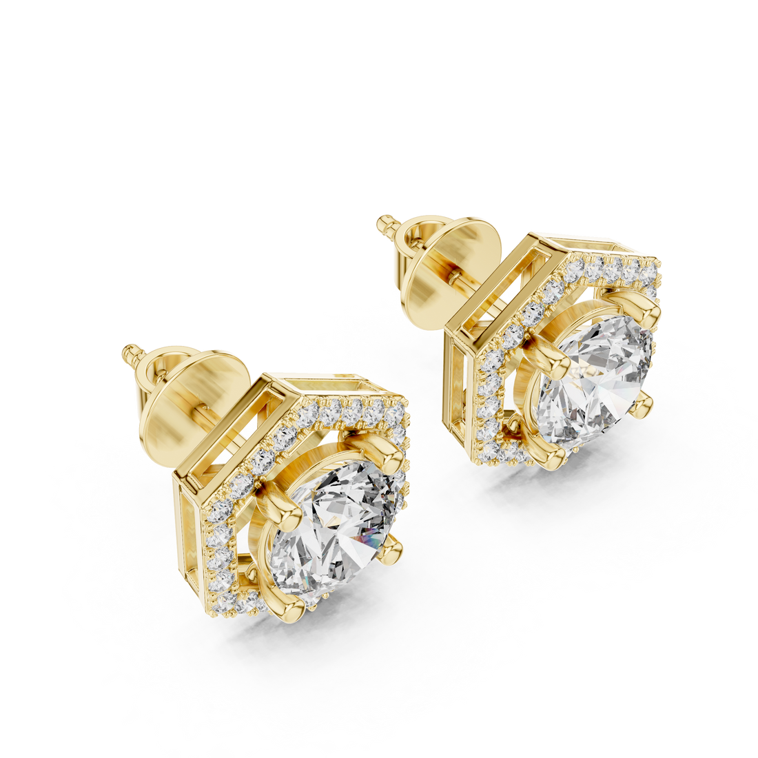 2.98 CT Round Cut Lab-Grown Diamond Stud Earrings 14K Gold Wedding Earrings for Women Birthday & Anniversary Gift