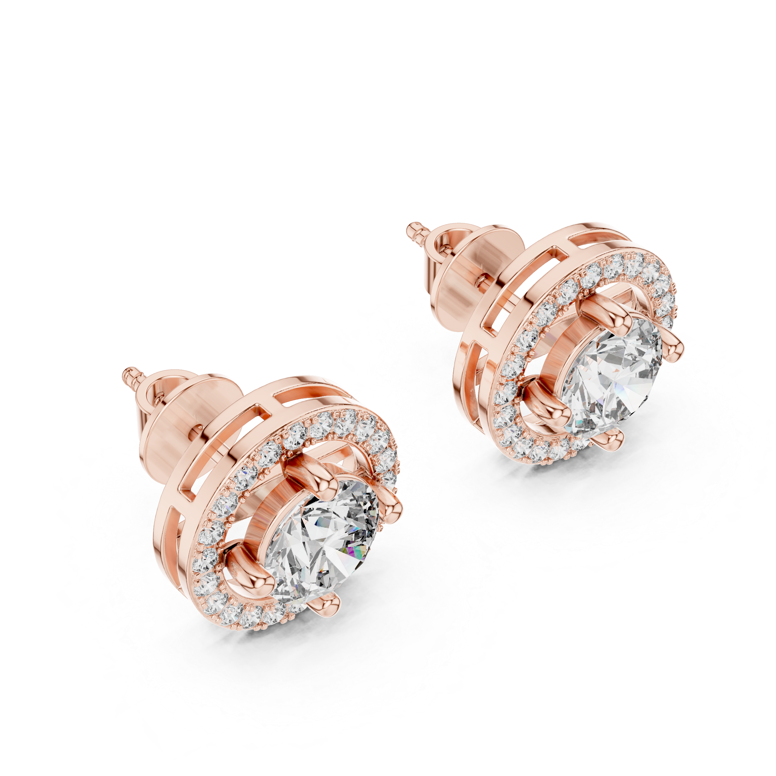 Round Cut Lab-Grown Diamond Stud Earrings 14K Gold Wedding Earrings for Women Birthday & Anniversary Gift
