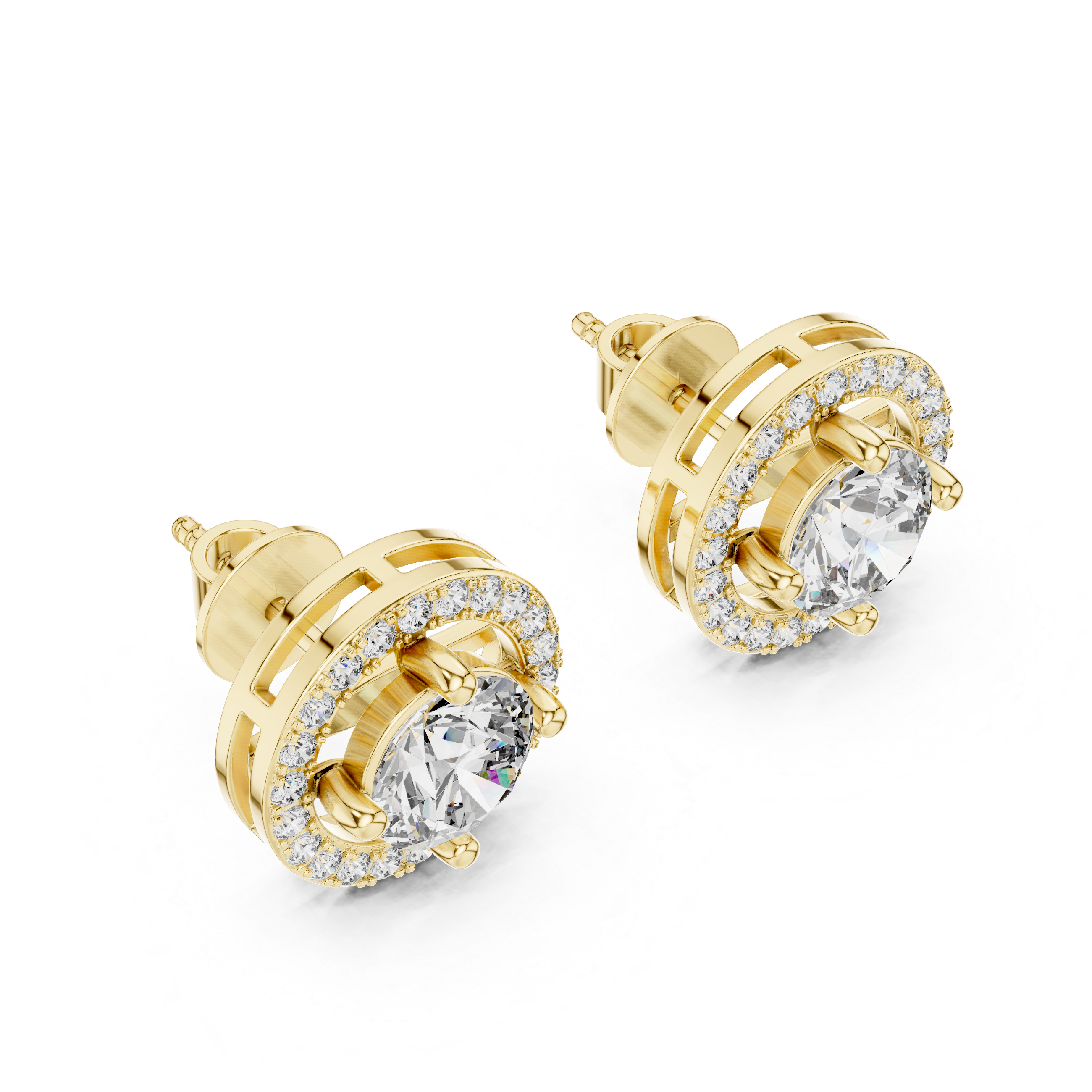 Round Cut Lab-Grown Diamond Stud Earrings 14K Gold Wedding Earrings for Women Birthday & Anniversary Gift