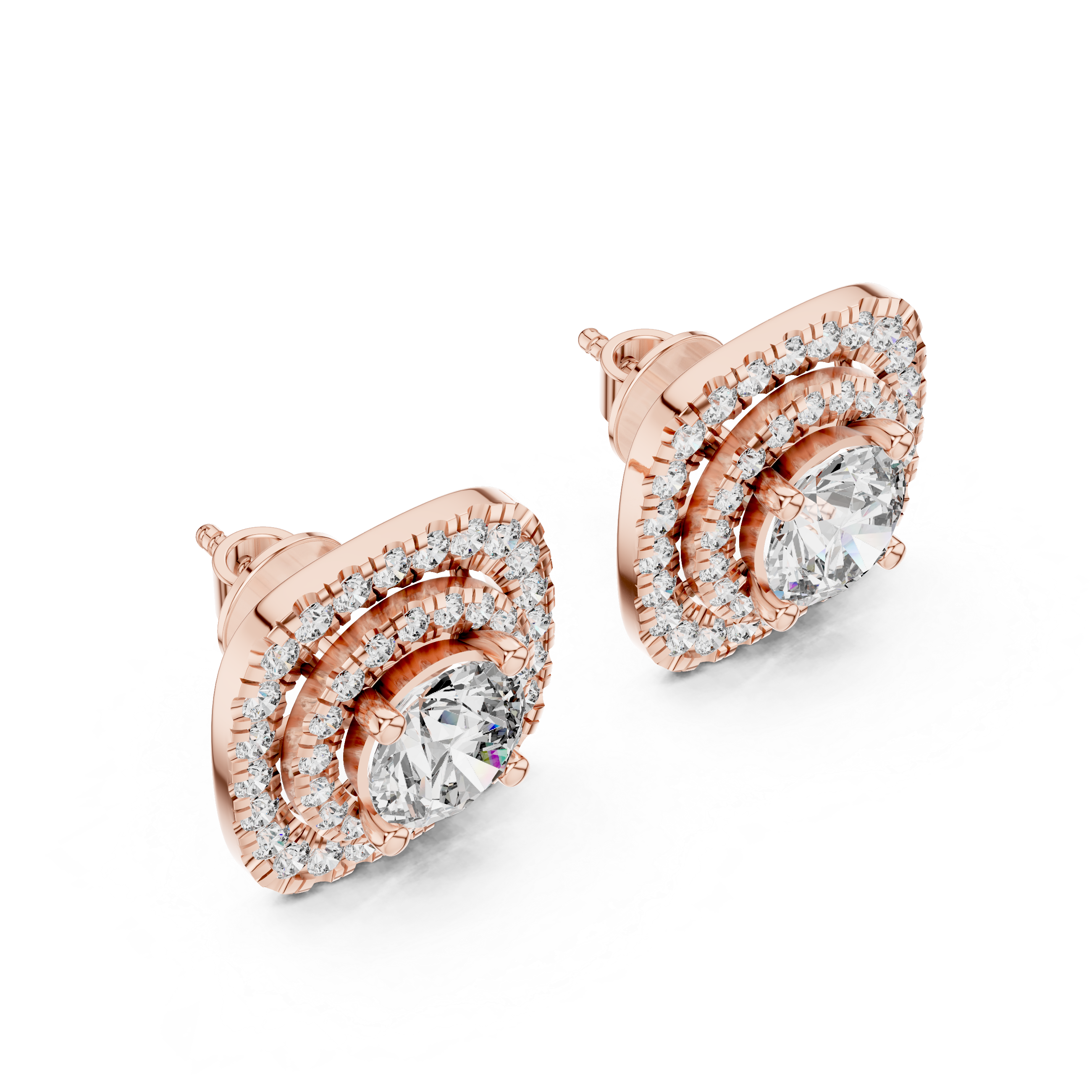 Round Cut Lab-Grown Diamond Stud Earrings 14K Gold Wedding Earrings for Women Birthday & Anniversary Gift