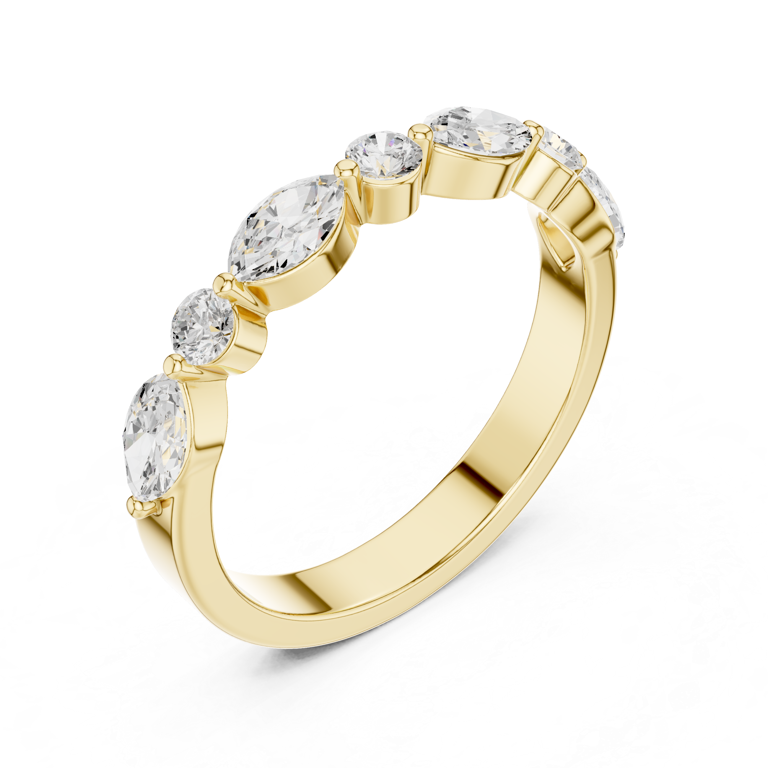 Lab Diamond Wedding Band, Round & Marquise Brilliant EF/VS Matching Band with Engagement Ring, Stacking Band Gift 14K Gold
