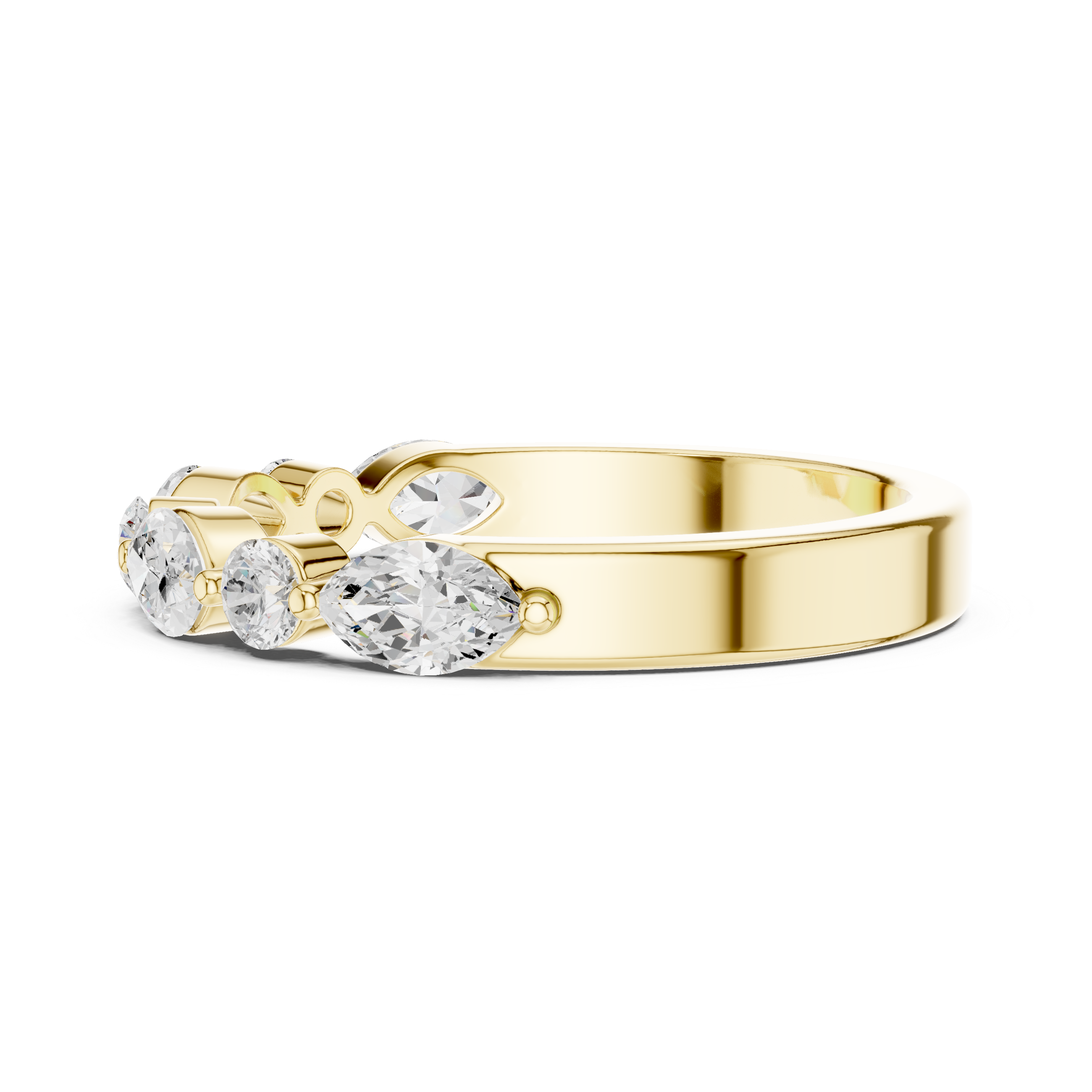 Lab Diamond Wedding Band, Round & Marquise Brilliant EF/VS Matching Band with Engagement Ring, Stacking Band Gift 14K Gold