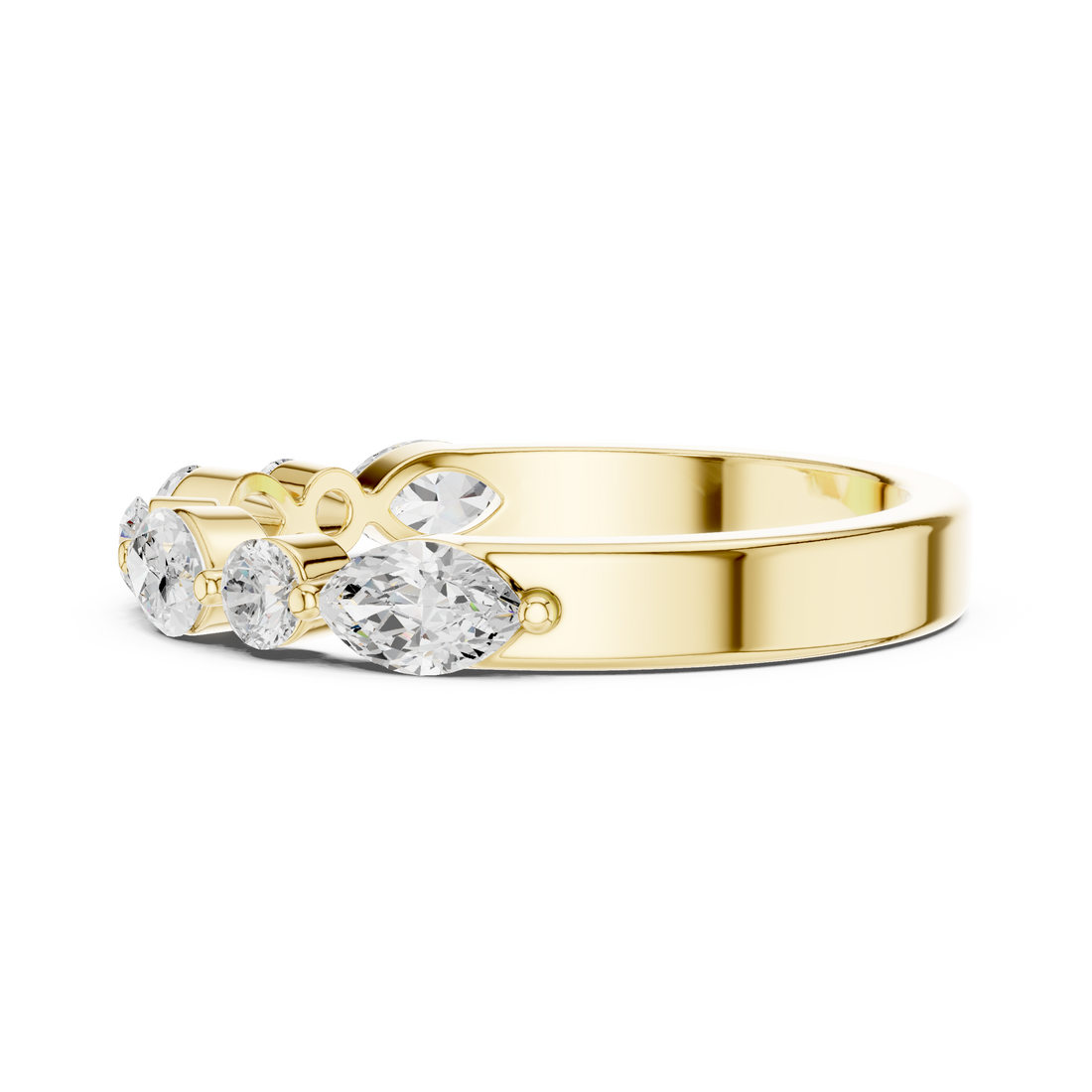 Lab Diamond Wedding Band, Round & Marquise Brilliant EF/VS Matching Band with Engagement Ring, Stacking Band Gift 14K Gold