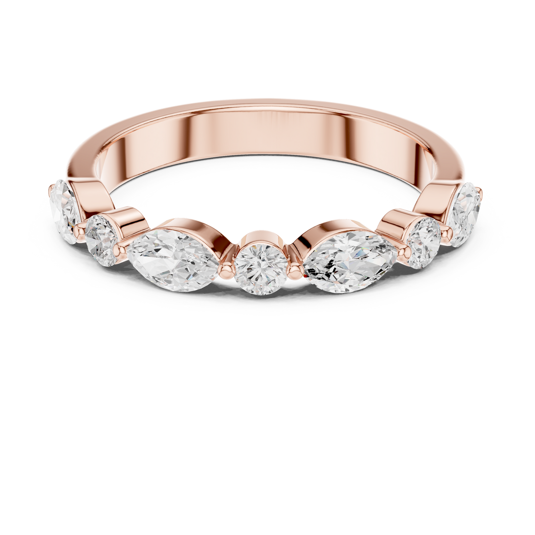 Lab Diamond Wedding Band, Round & Marquise Brilliant EF/VS Matching Band with Engagement Ring, Stacking Band Gift 14K Gold