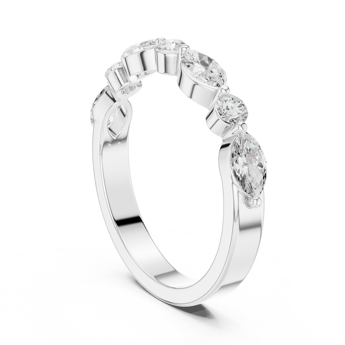 Lab Diamond Wedding Band, Round & Marquise Brilliant EF/VS Matching Band with Engagement Ring, Stacking Band Gift 14K Gold