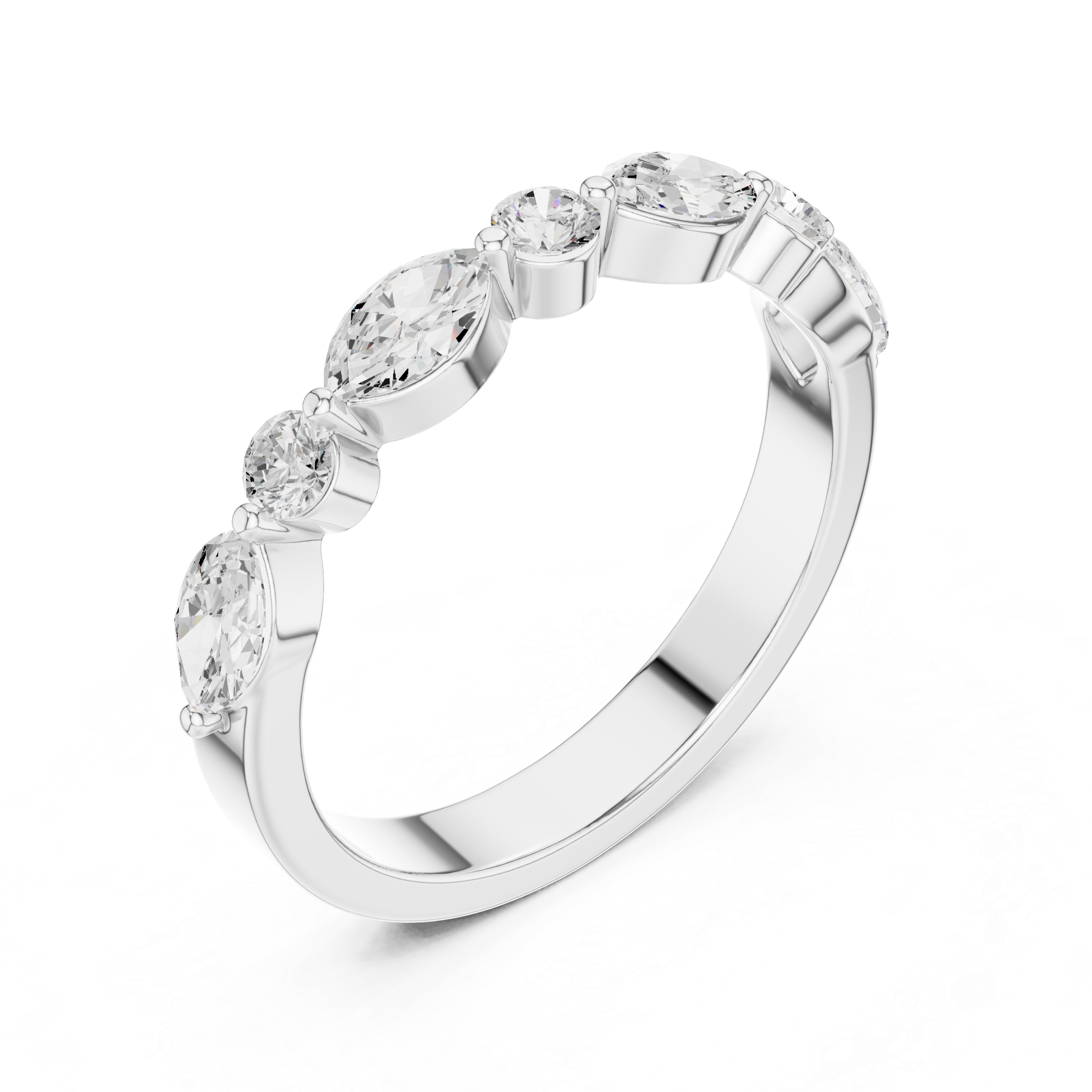 Lab Diamond Wedding Band, Round & Marquise Brilliant EF/VS Matching Band with Engagement Ring, Stacking Band Gift 14K Gold