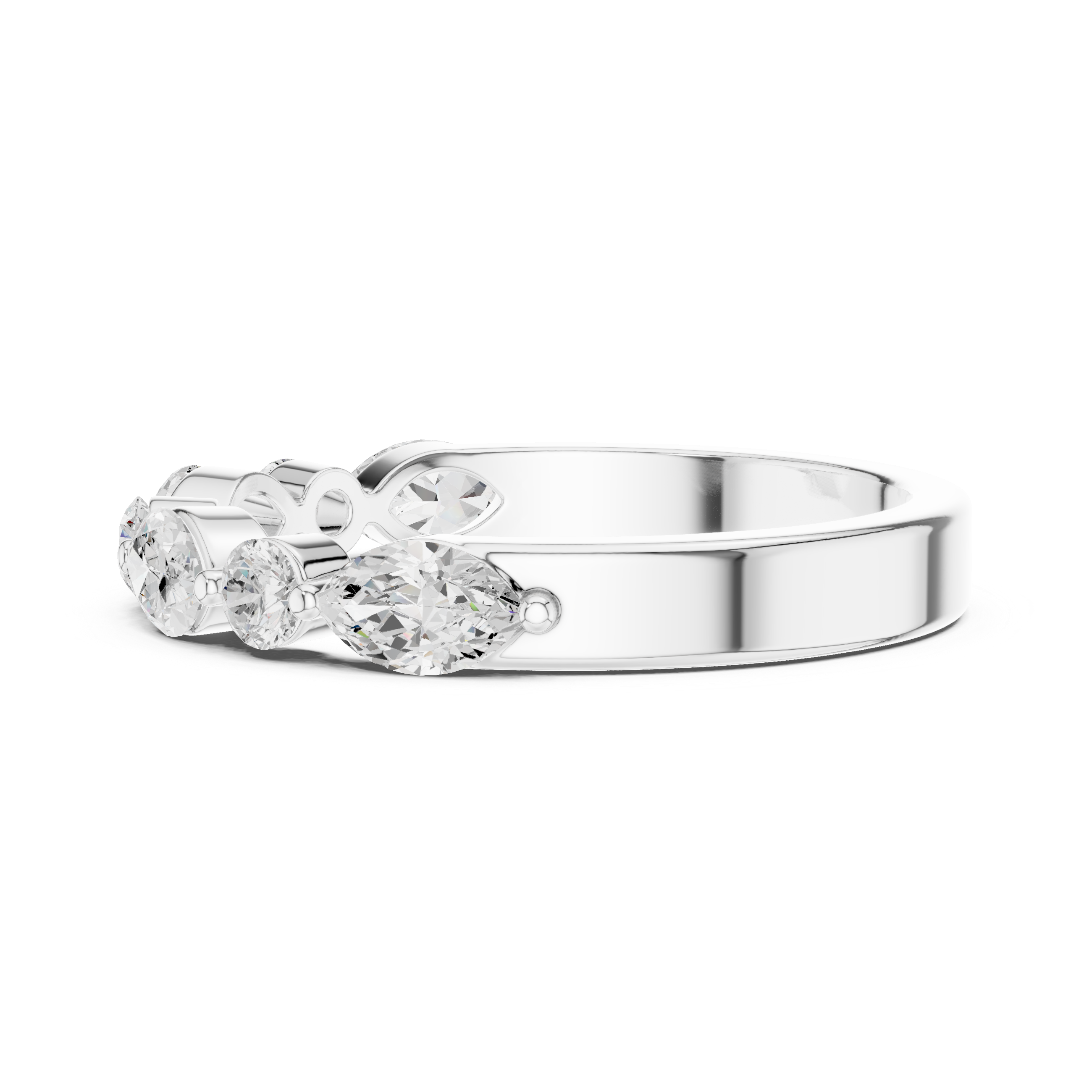 Lab Diamond Wedding Band, Round & Marquise Brilliant EF/VS Matching Band with Engagement Ring, Stacking Band Gift 14K Gold