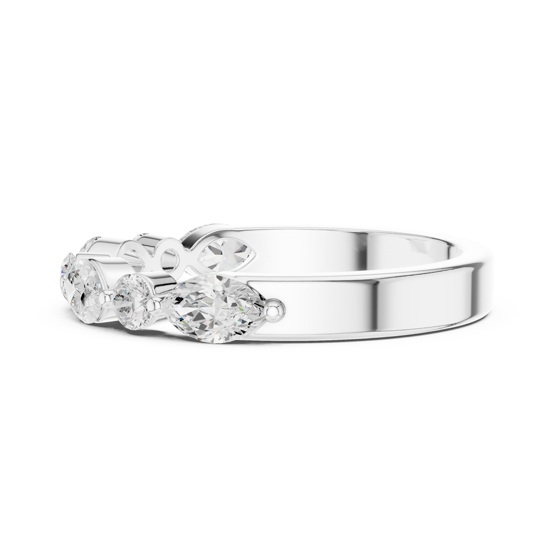 Lab Diamond Wedding Band, Round & Marquise Brilliant EF/VS Matching Band with Engagement Ring, Stacking Band Gift 14K Gold