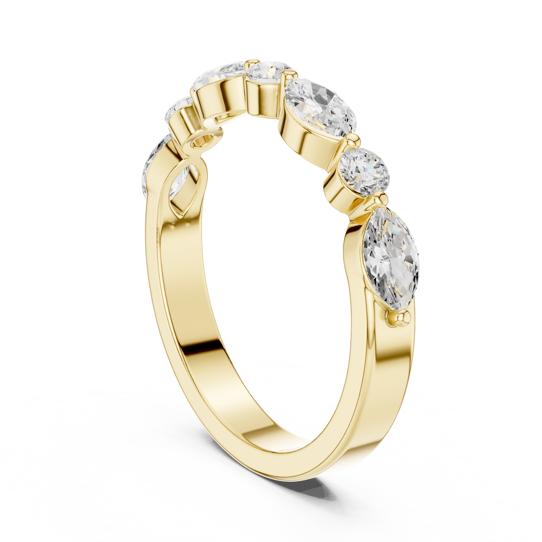 Lab Diamond Wedding Band, Round & Marquise Brilliant EF/VS Matching Band with Engagement Ring, Stacking Band Gift 14K Gold