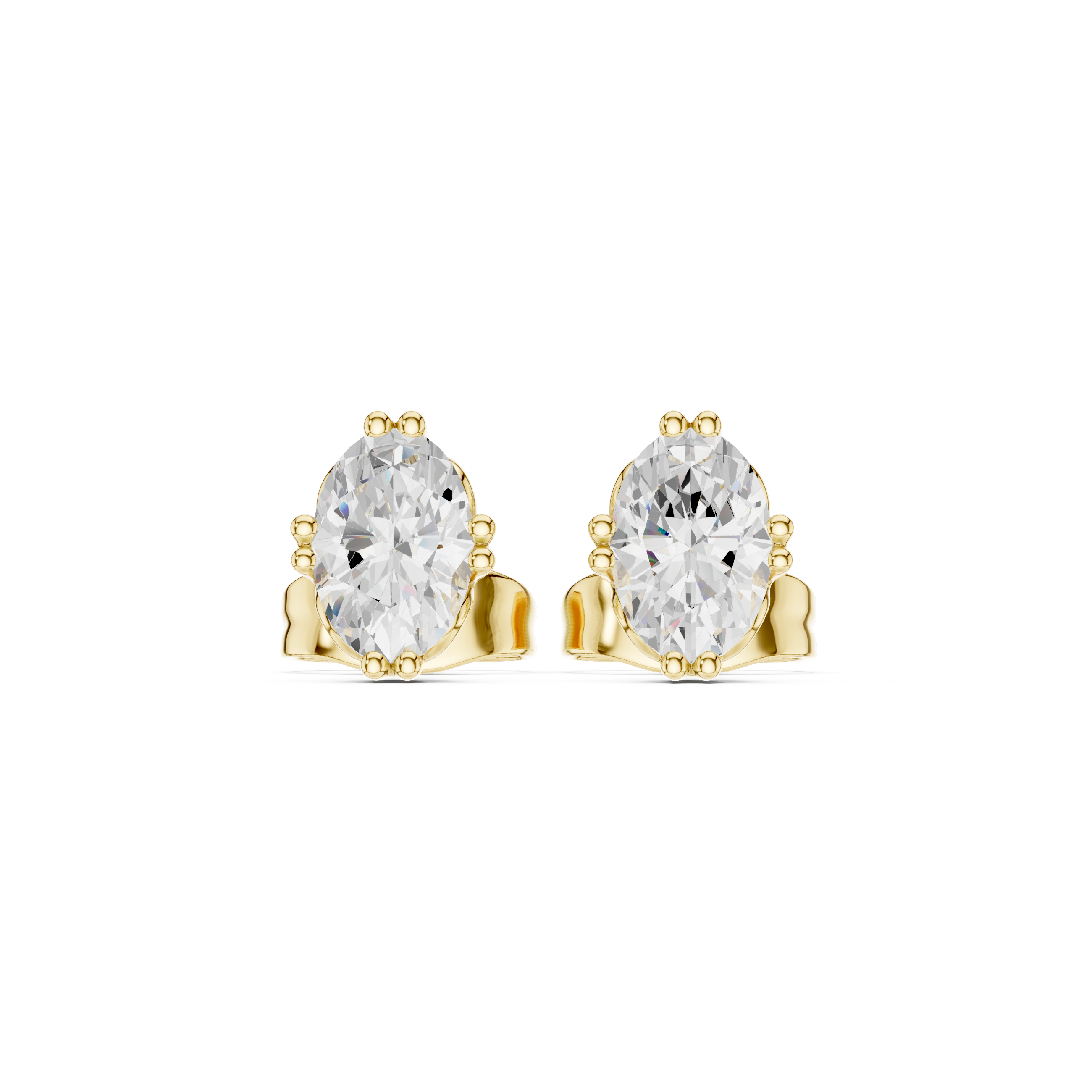 Oval Cut Lab-Grown Diamond Stud Earrings 14K Gold Wedding Earrings for Women Birthday & Anniversary Gift