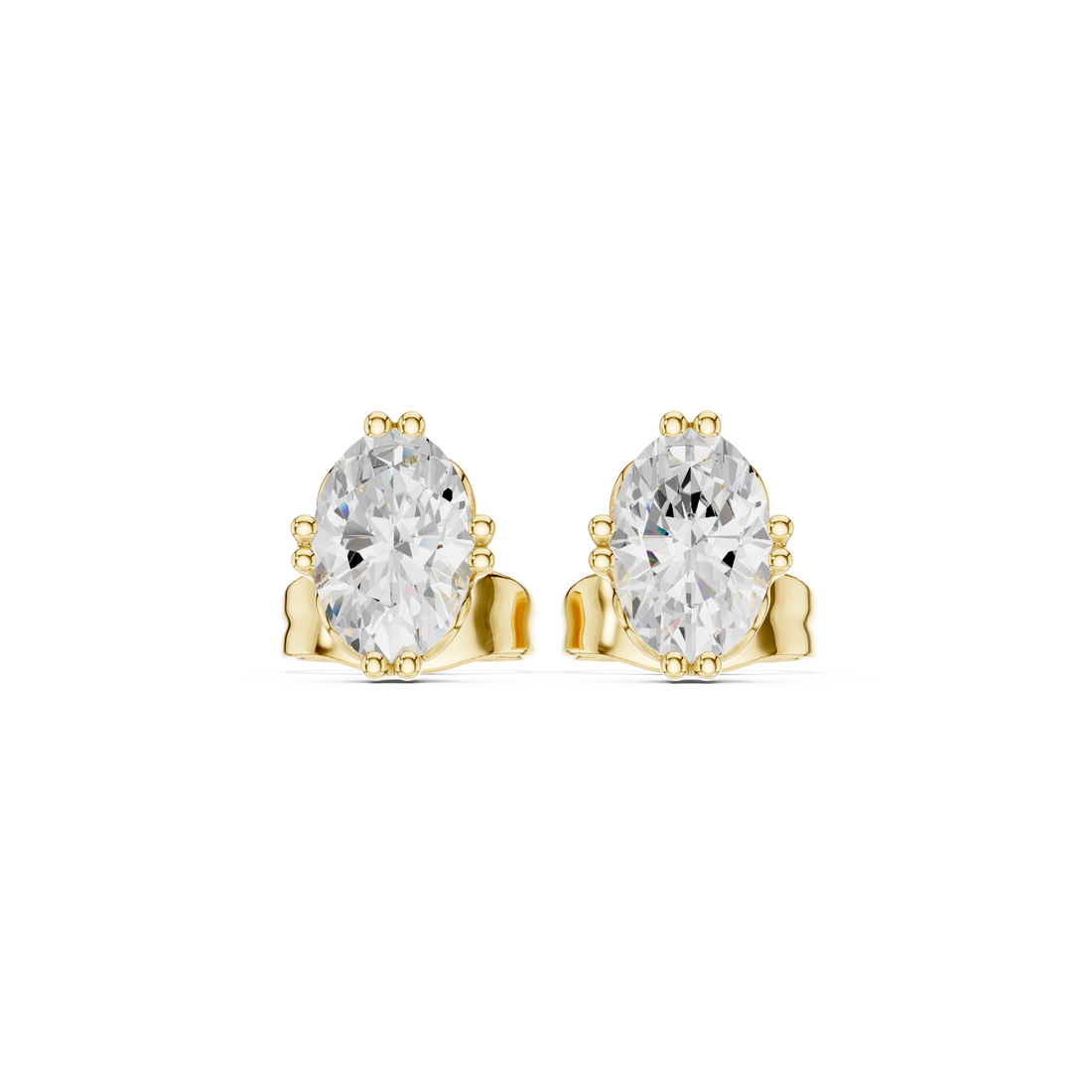 Oval Cut Lab-Grown Diamond Stud Earrings 14K Gold Wedding Earrings for Women Birthday & Anniversary Gift