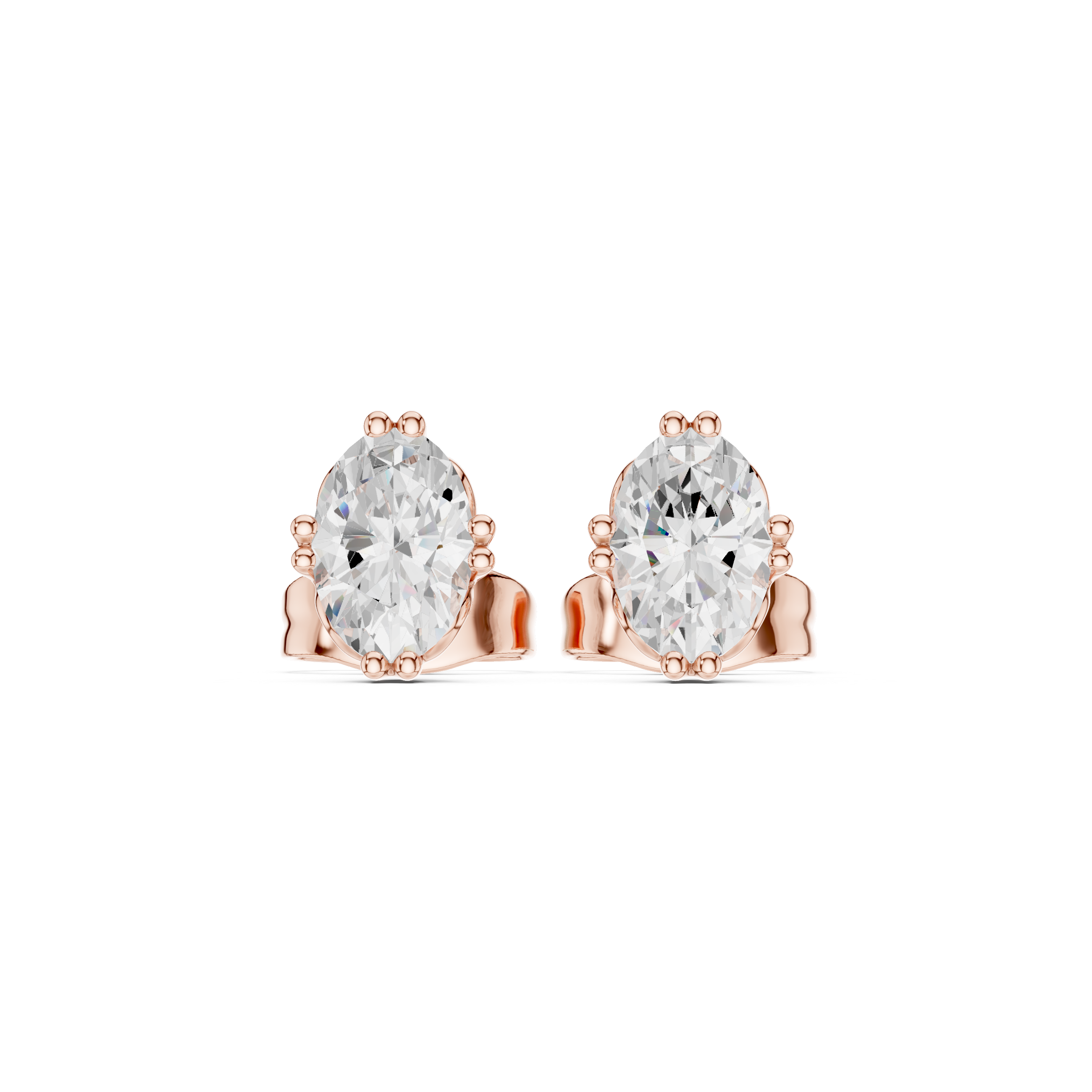 Oval Cut Lab-Grown Diamond Stud Earrings 14K Gold Wedding Earrings for Women Birthday & Anniversary Gift