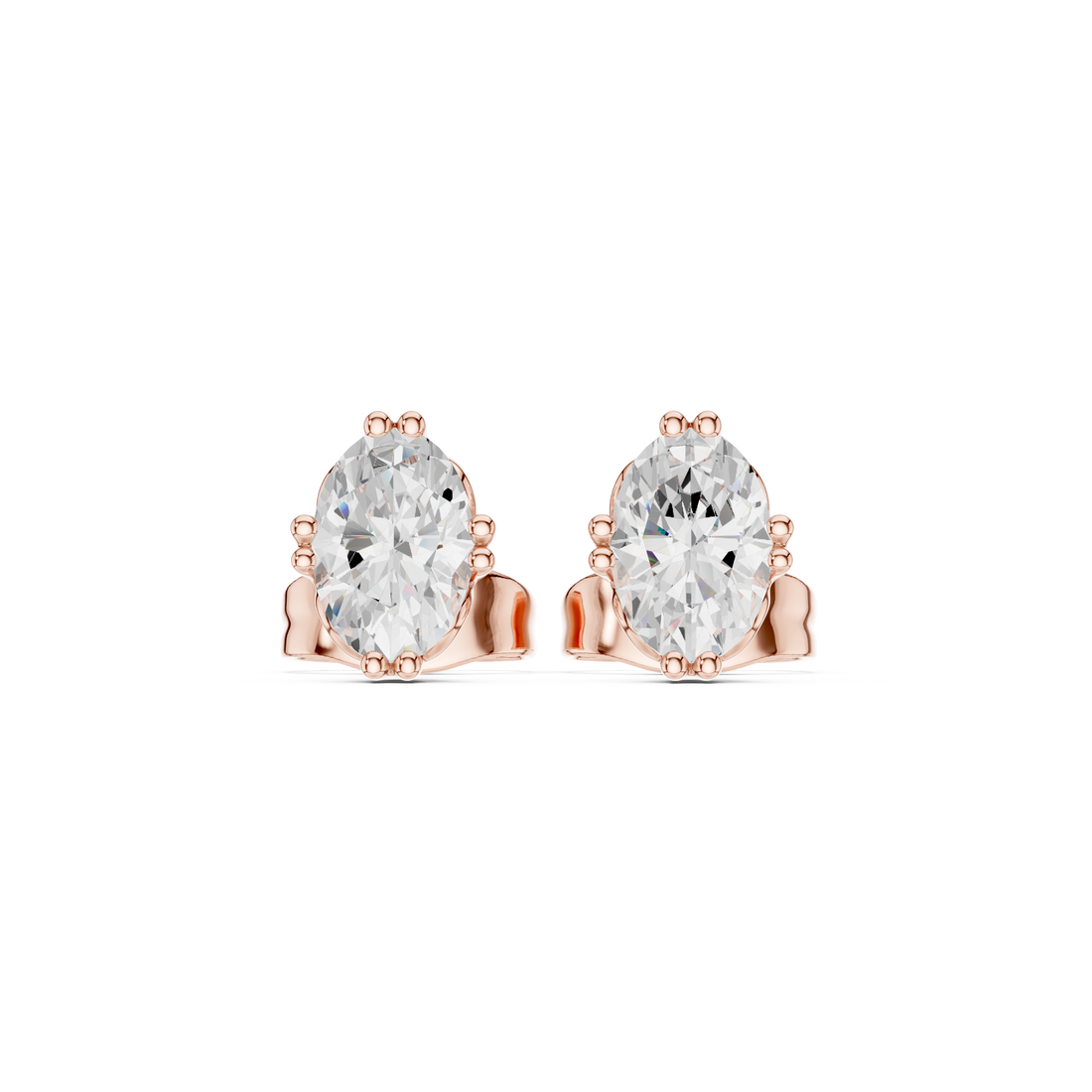 Oval Cut Lab-Grown Diamond Stud Earrings 14K Gold Wedding Earrings for Women Birthday & Anniversary Gift