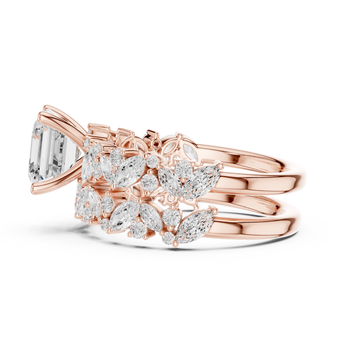 EF VS/SI Lab-Created Certified Diamond Bridal Set Ring – in 14K Yellow Gold | Women's Engagement or Wedding