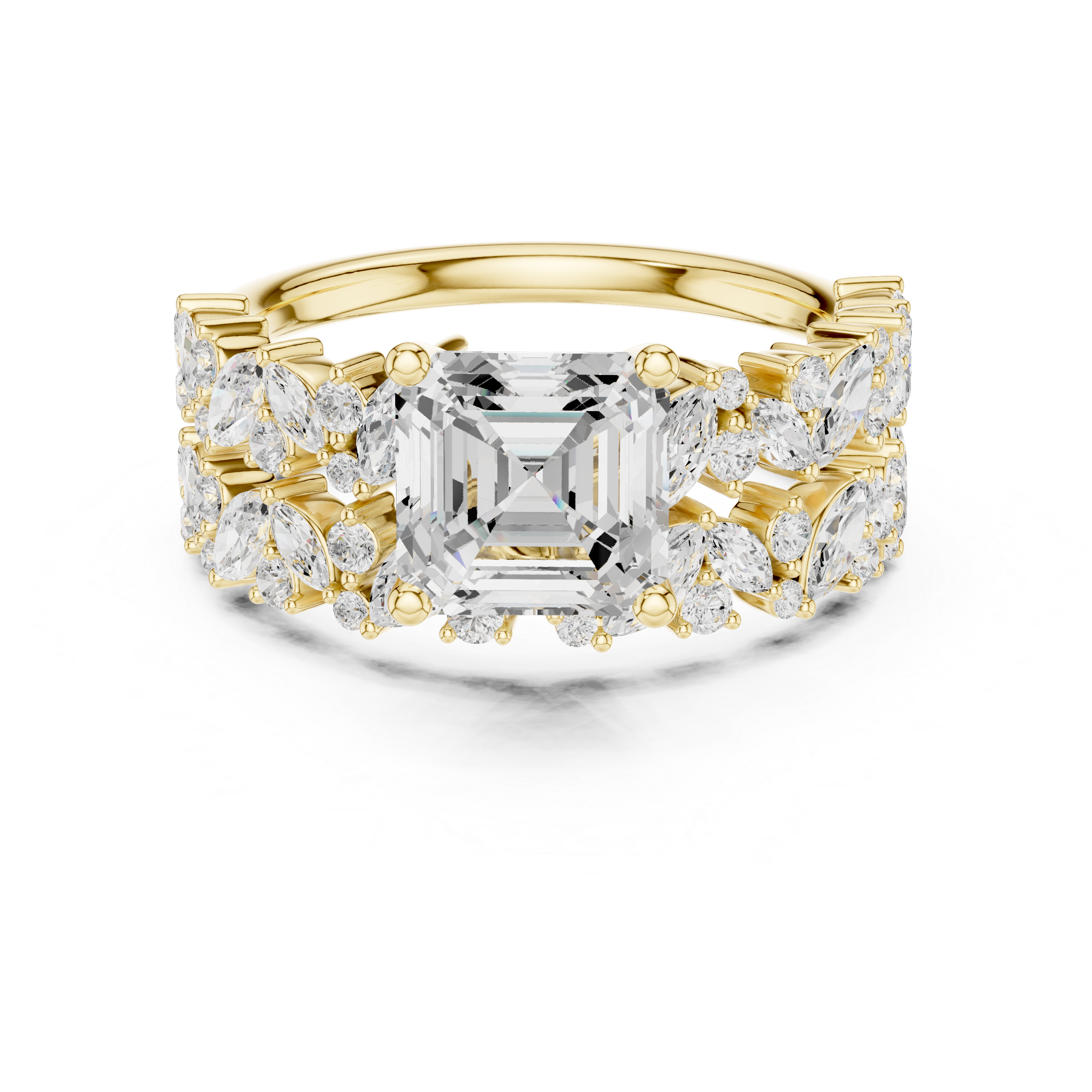 EF VS/SI Lab-Created Certified Diamond Bridal Set Ring – in 14K Yellow Gold | Women's Engagement or Wedding