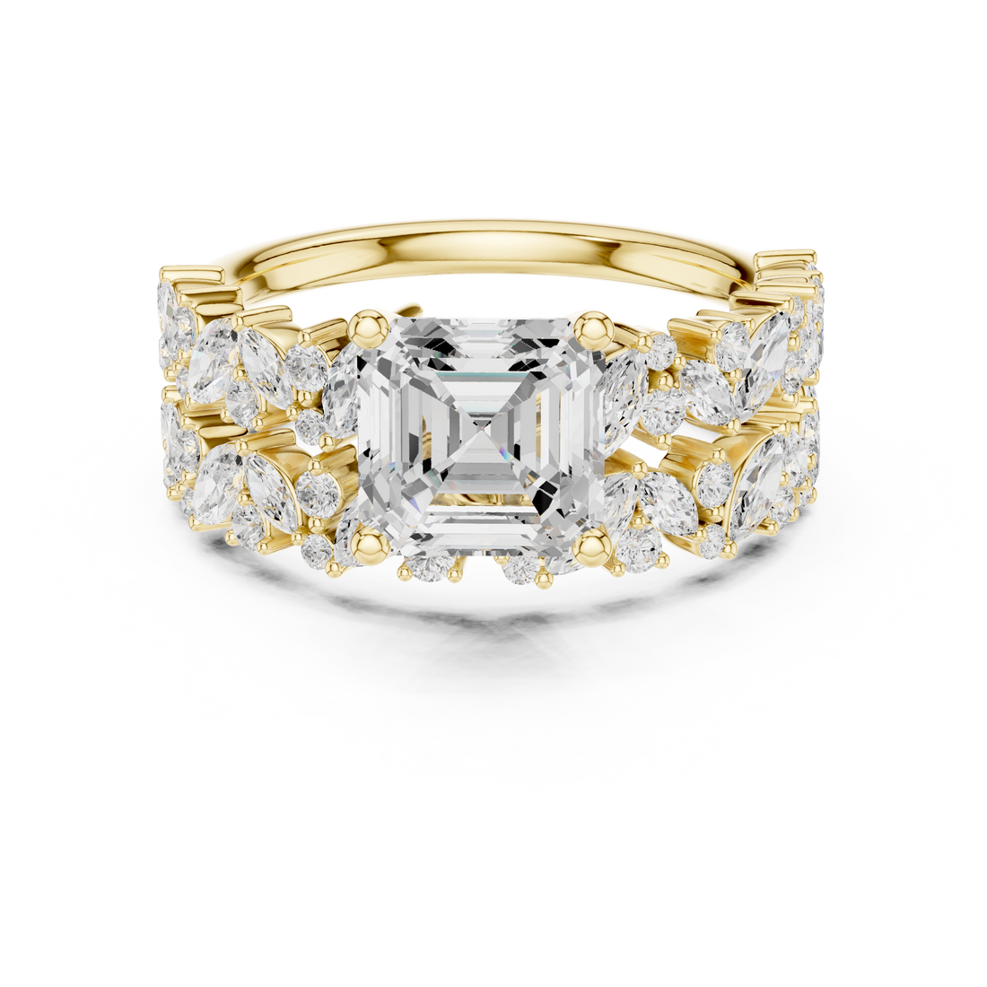 EF VS/SI Lab-Created Certified Diamond Bridal Set Ring – in 14K Yellow Gold | Women's Engagement or Wedding