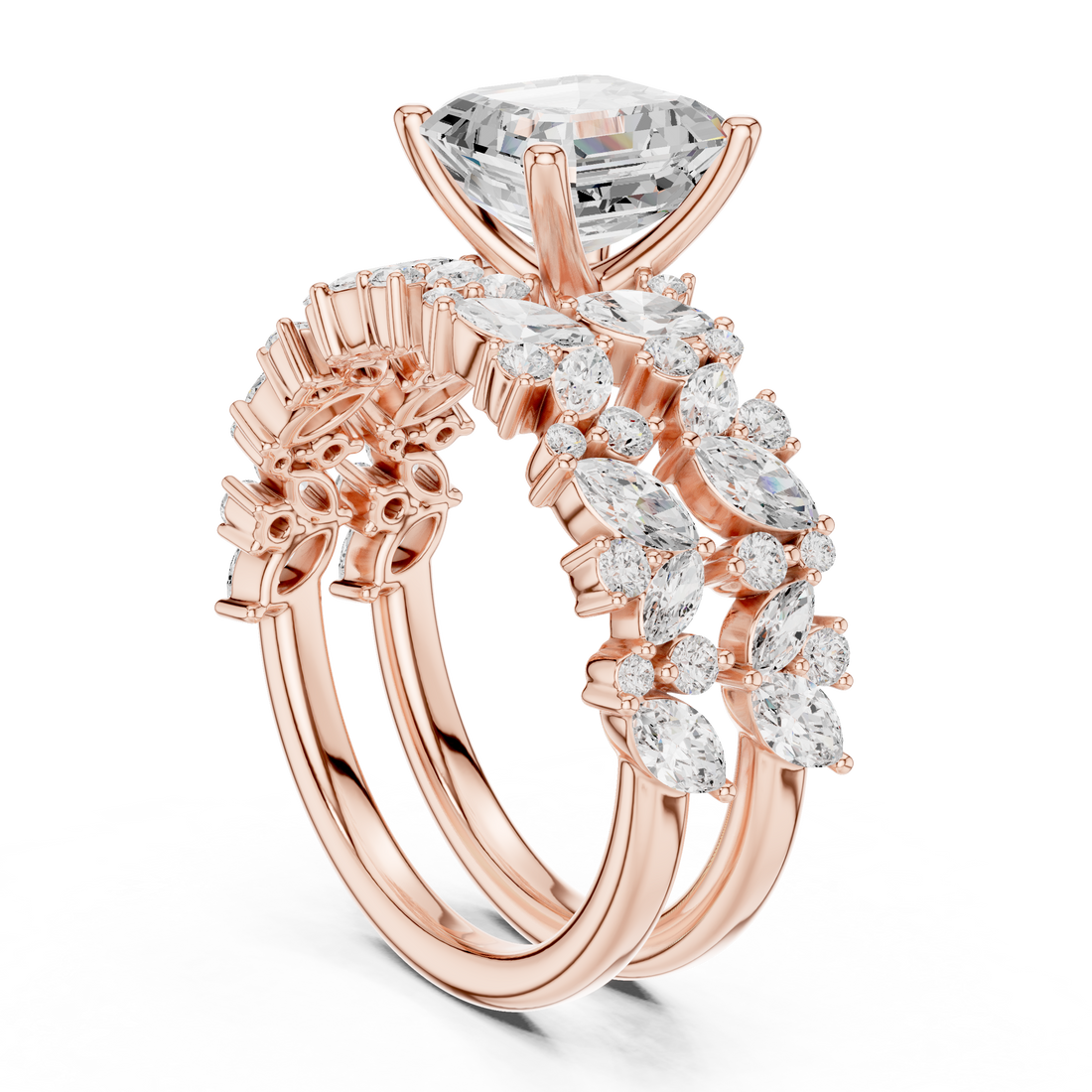 EF VS/SI Lab-Created Certified Diamond Bridal Set Ring – in 14K Yellow Gold | Women's Engagement or Wedding