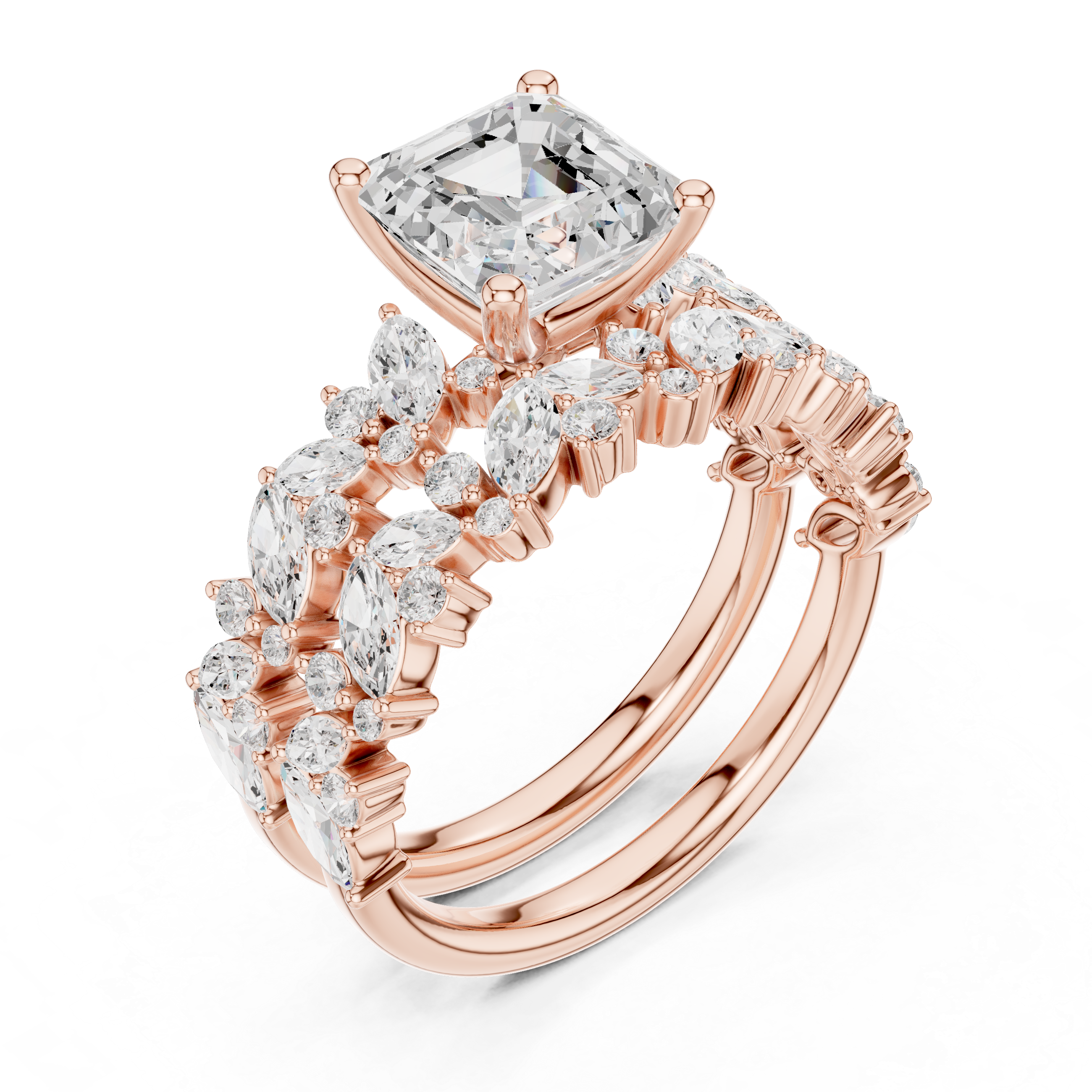 EF VS/SI Lab-Created Certified Diamond Bridal Set Ring – in 14K Yellow Gold | Women's Engagement or Wedding