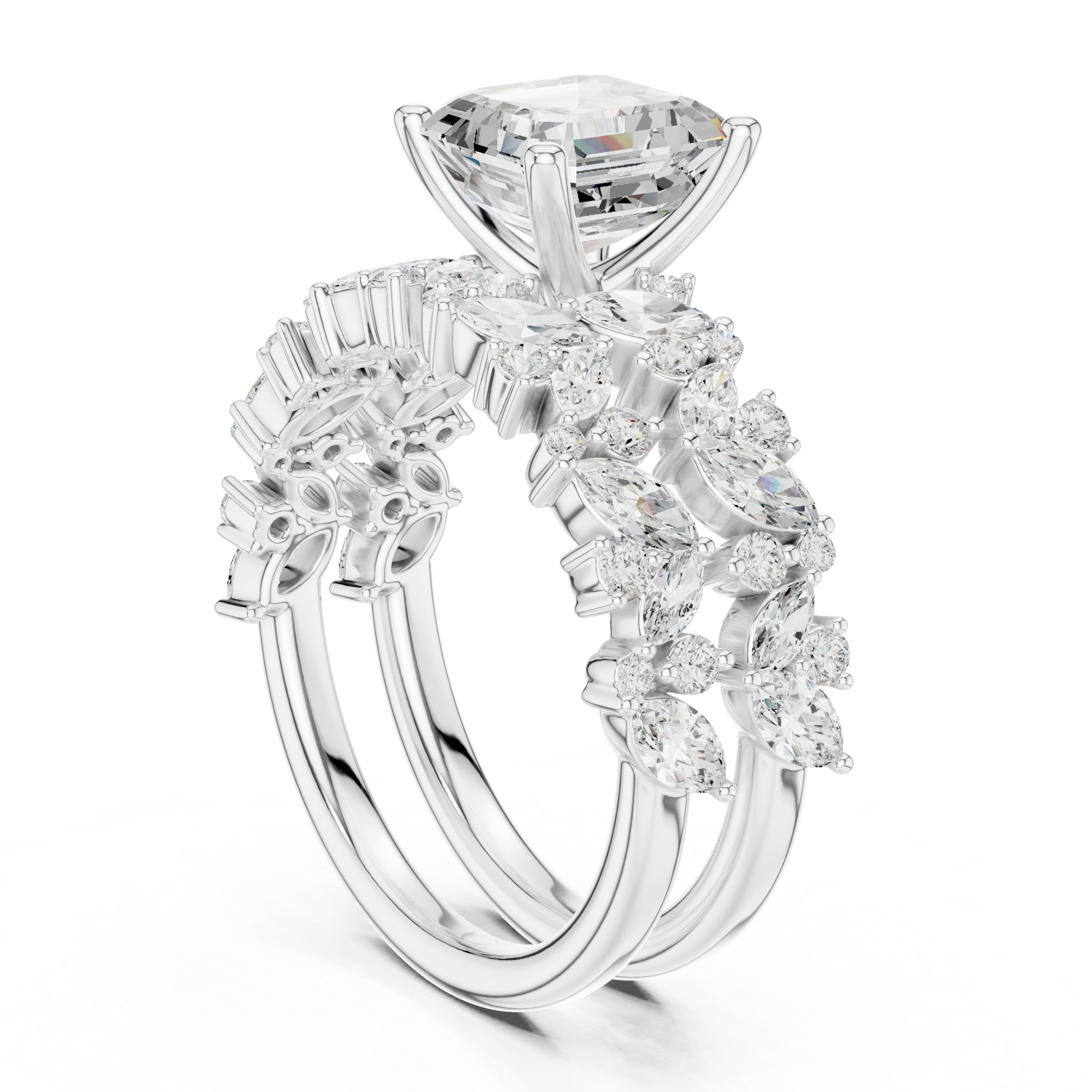 EF VS/SI Lab-Created Certified Diamond Bridal Set Ring – in 14K Yellow Gold | Women's Engagement or Wedding