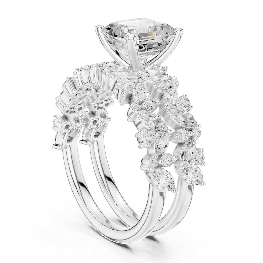 EF VS/SI Lab-Created Certified Diamond Bridal Set Ring – in 14K Yellow Gold | Women's Engagement or Wedding