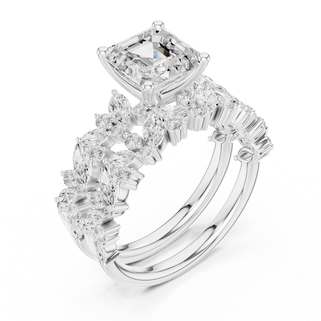 EF VS/SI Lab-Created Certified Diamond Bridal Set Ring – in 14K Yellow Gold | Women's Engagement or Wedding