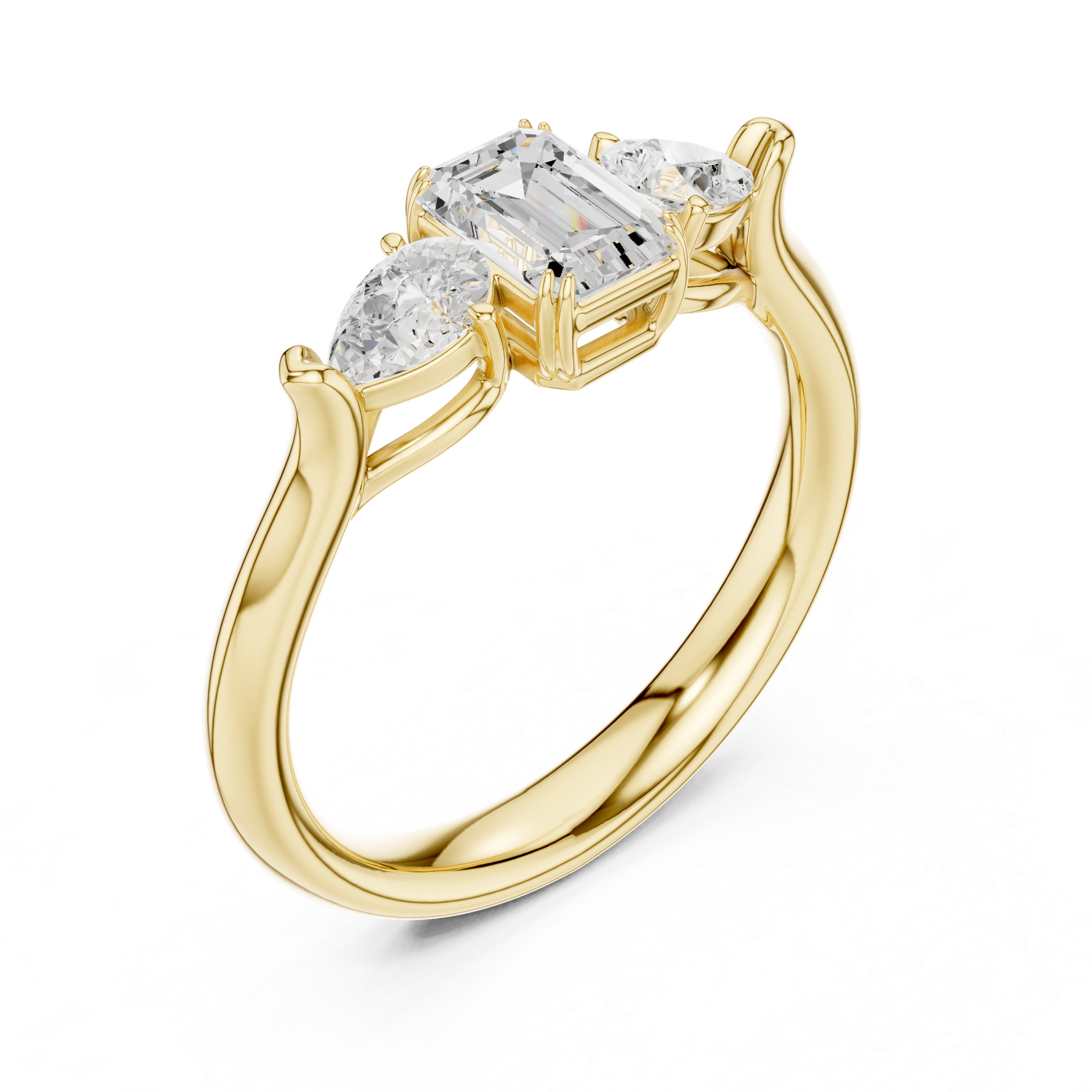 Lab Diamond Wedding Band, Emerald & Pear Brilliant EF/VS Matching Band with Engagement Ring, Stacking Band Gift 14K Gold