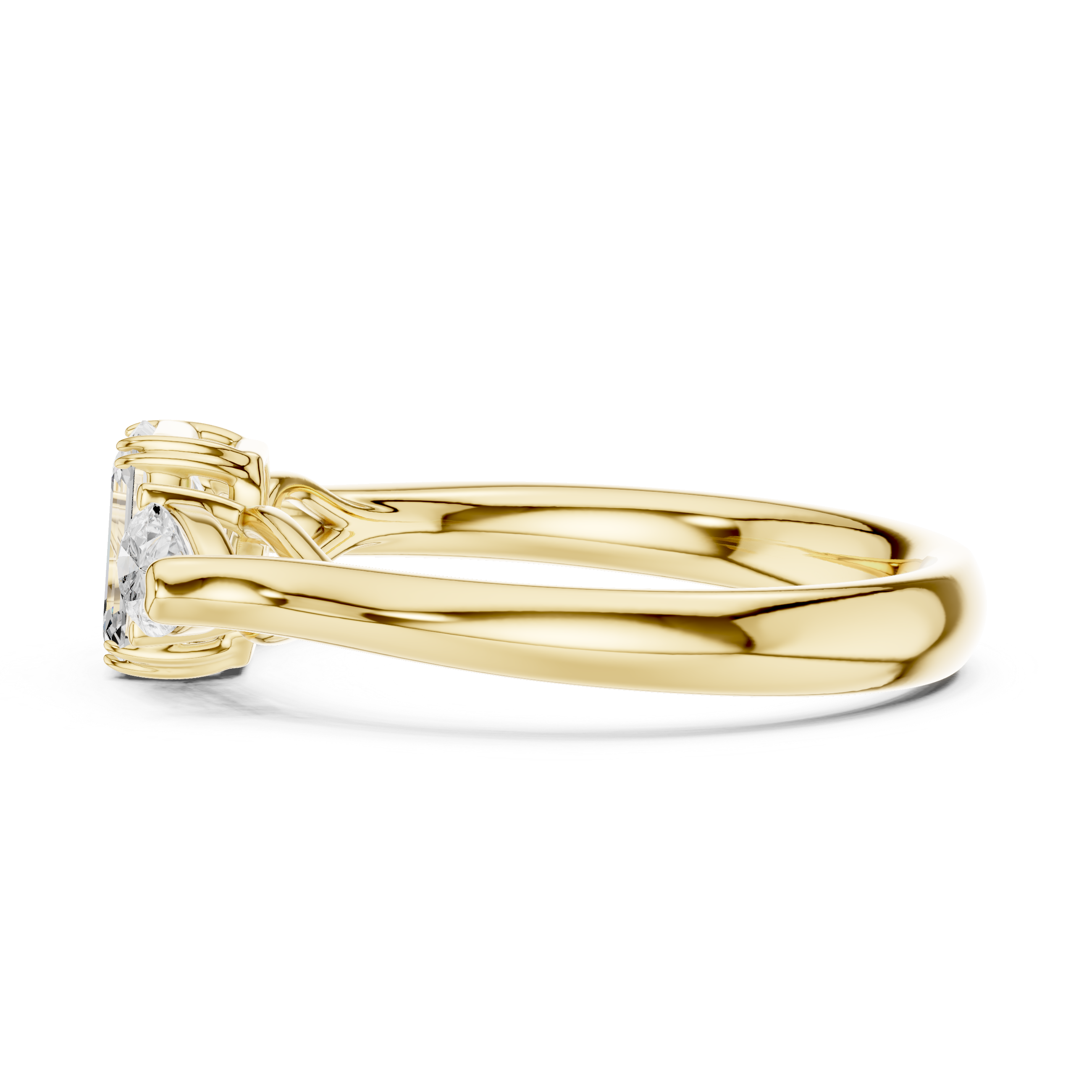 Lab Diamond Wedding Band, Emerald & Pear Brilliant EF/VS Matching Band with Engagement Ring, Stacking Band Gift 14K Gold