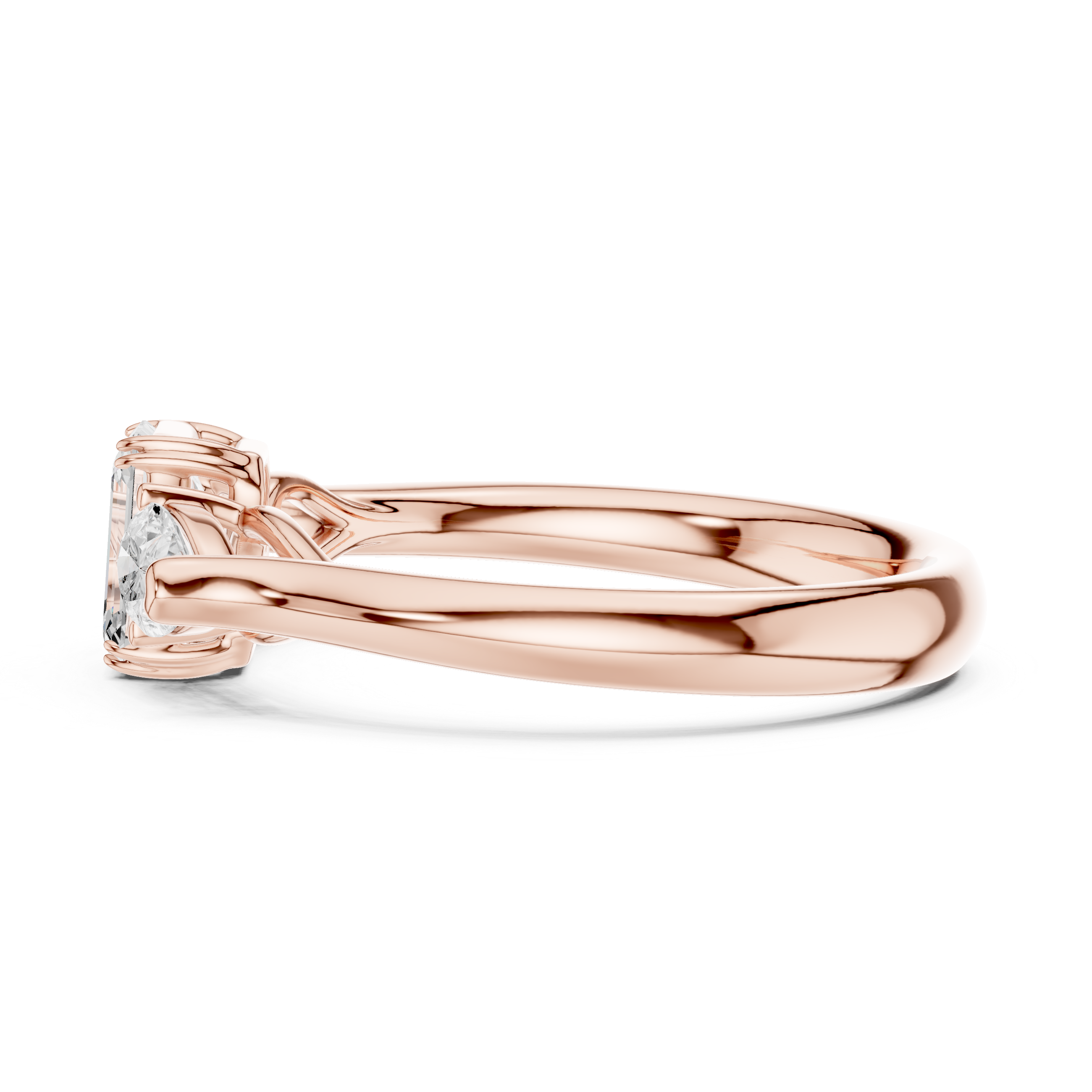 Lab Diamond Wedding Band, Emerald & Pear Brilliant EF/VS Matching Band with Engagement Ring, Stacking Band Gift 14K Gold