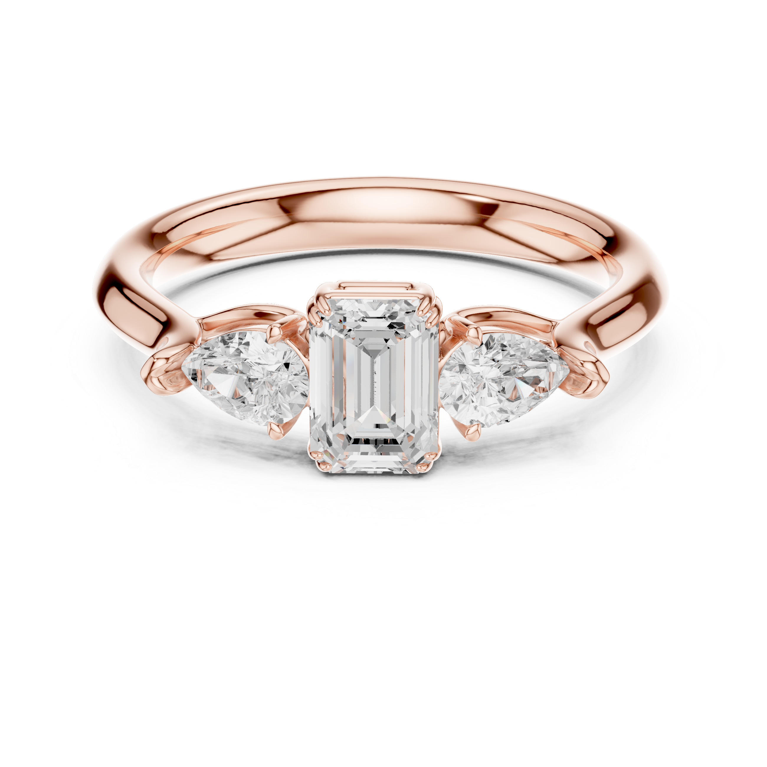 Lab Diamond Wedding Band, Emerald & Pear Brilliant EF/VS Matching Band with Engagement Ring, Stacking Band Gift 14K Gold