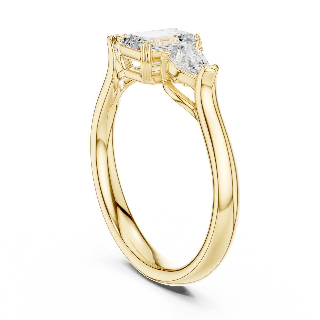 Lab Diamond Wedding Band, Emerald & Pear Brilliant EF/VS Matching Band with Engagement Ring, Stacking Band Gift 14K Gold