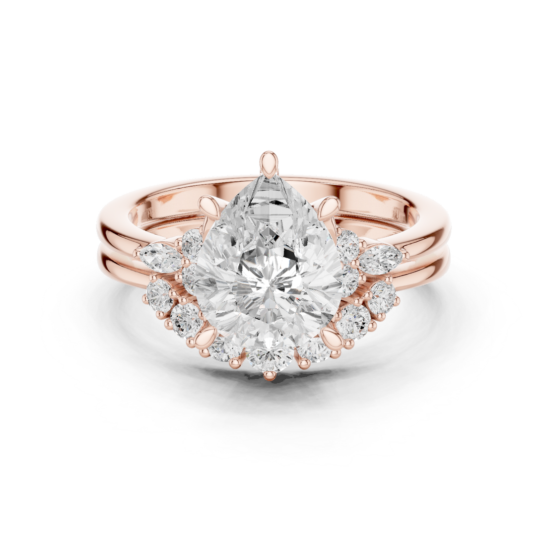 2.92Carat Bridal Set Ring – EF VS/SI Lab-Created Diamond in 14K Rose Gold | Women's Engagement or Wedding