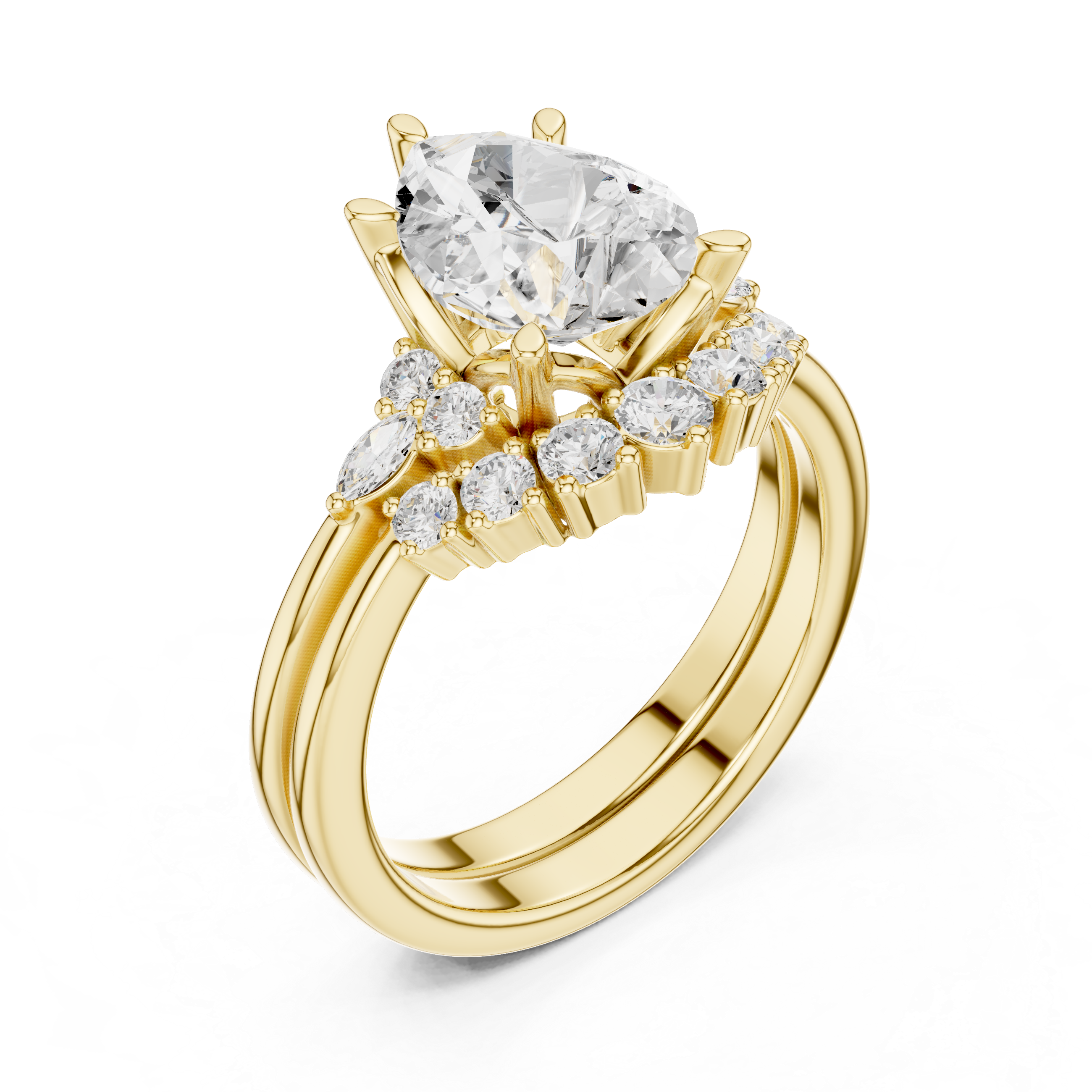 2.92Carat Bridal Set Ring – EF VS/SI Lab-Created Diamond in 14K Rose Gold | Women's Engagement or Wedding