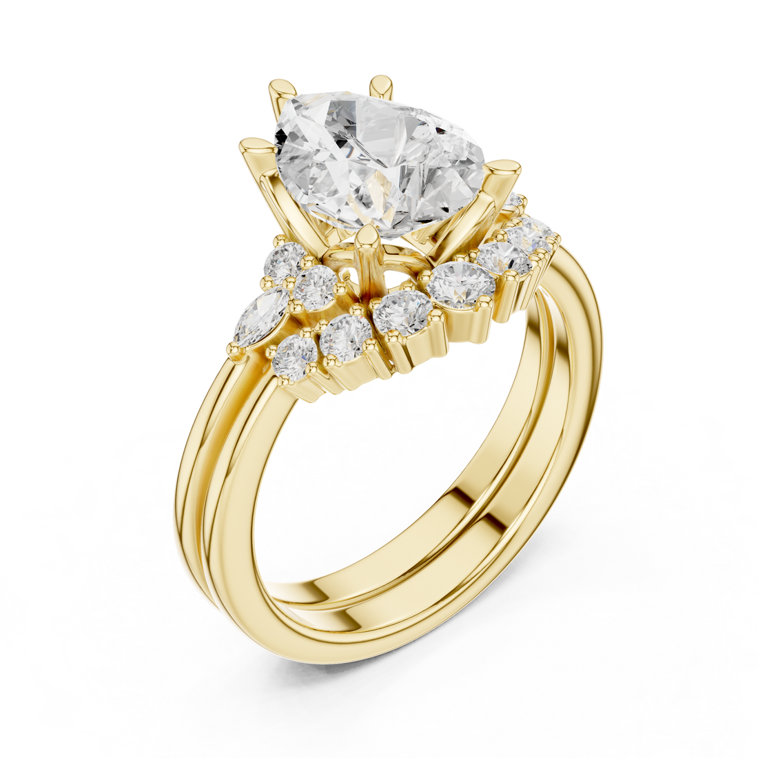 2.92Carat Bridal Set Ring – EF VS/SI Lab-Created Diamond in 14K Rose Gold | Women's Engagement or Wedding