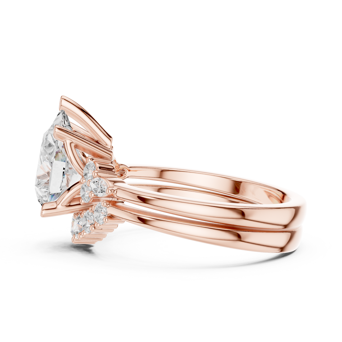 2.92Carat Bridal Set Ring – EF VS/SI Lab-Created Diamond in 14K Rose Gold | Women's Engagement or Wedding