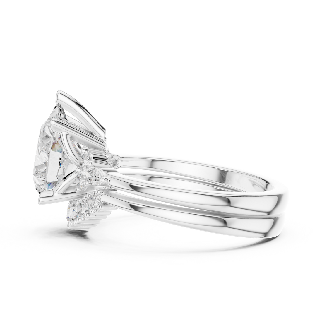 2.92Carat Bridal Set Ring – EF VS/SI Lab-Created Diamond in 14K Rose Gold | Women's Engagement or Wedding