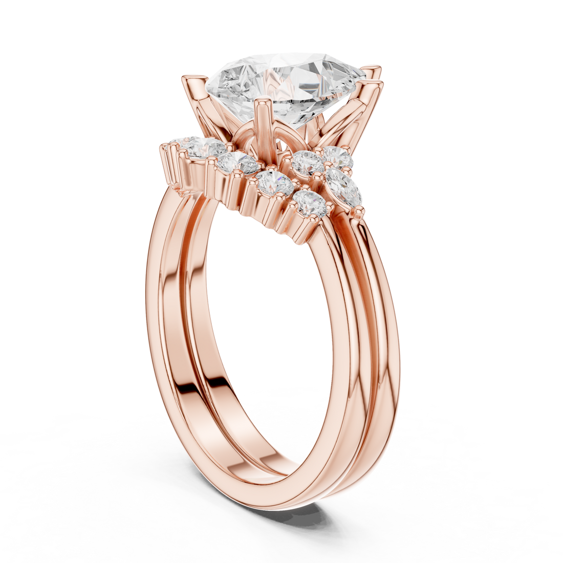 2.92Carat Bridal Set Ring – EF VS/SI Lab-Created Diamond in 14K Rose Gold | Women's Engagement or Wedding