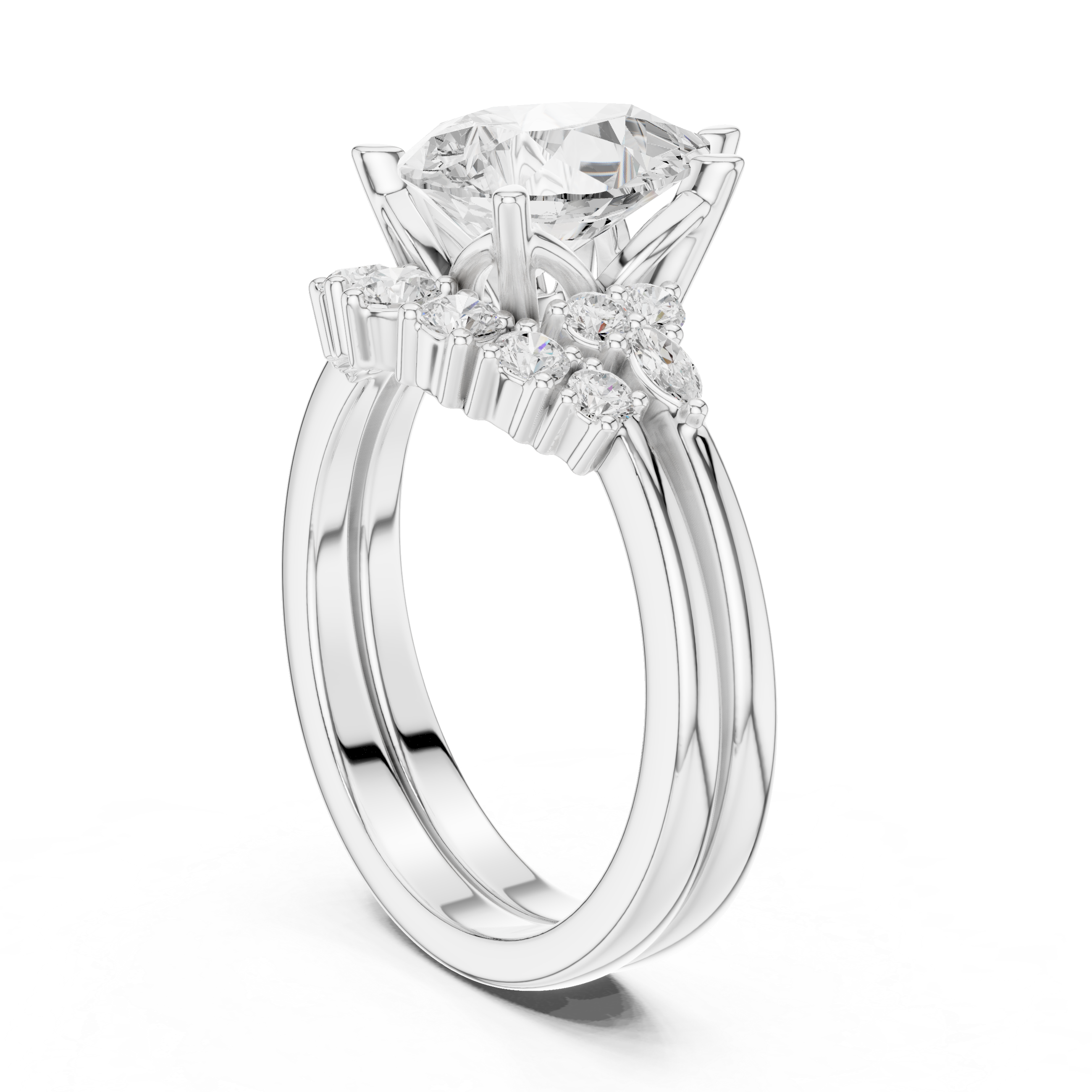 2.92Carat Bridal Set Ring – EF VS/SI Lab-Created Diamond in 14K Rose Gold | Women's Engagement or Wedding