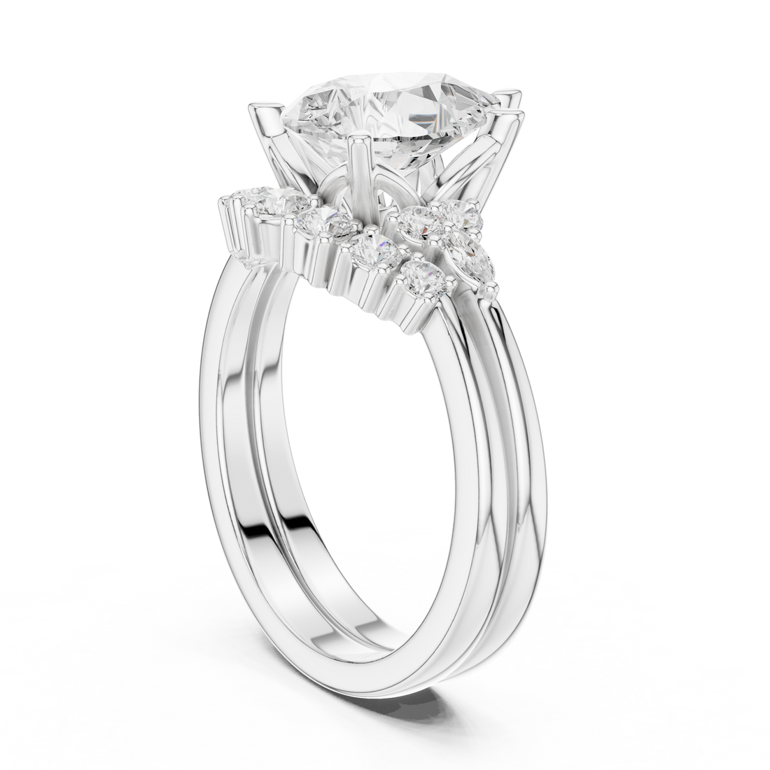 2.92Carat Bridal Set Ring – EF VS/SI Lab-Created Diamond in 14K Rose Gold | Women's Engagement or Wedding
