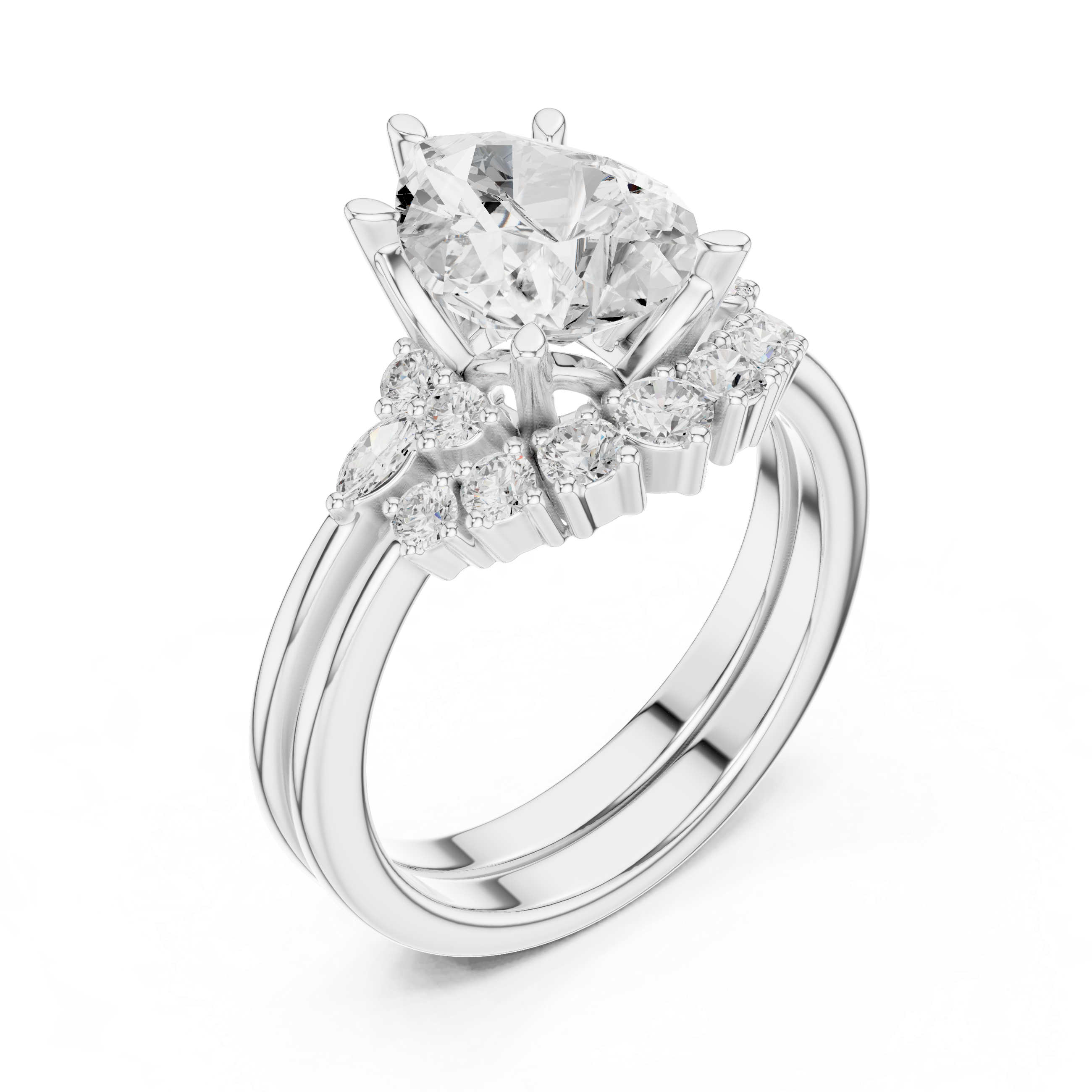 2.92Carat Bridal Set Ring – EF VS/SI Lab-Created Diamond in 14K Rose Gold | Women's Engagement or Wedding