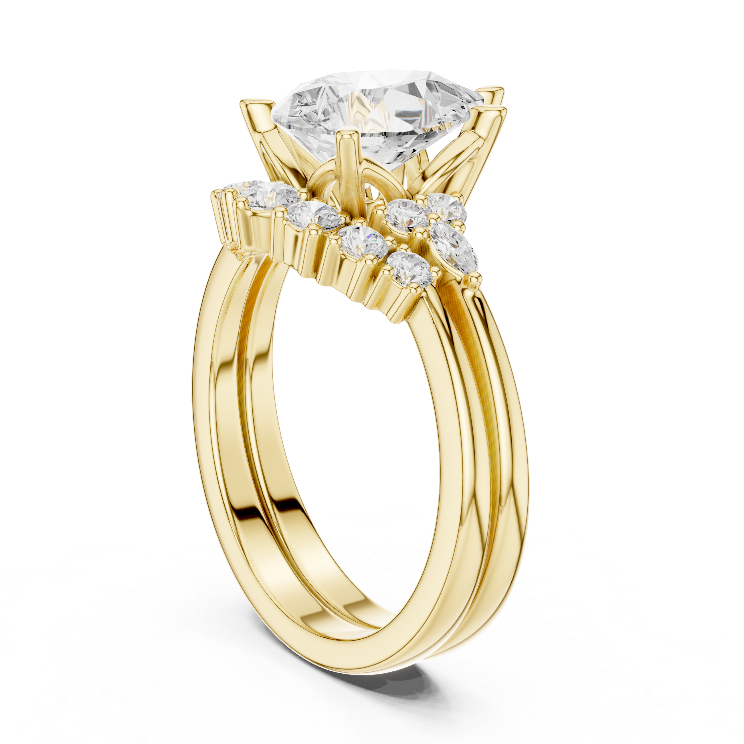 2.92Carat Bridal Set Ring – EF VS/SI Lab-Created Diamond in 14K Rose Gold | Women's Engagement or Wedding