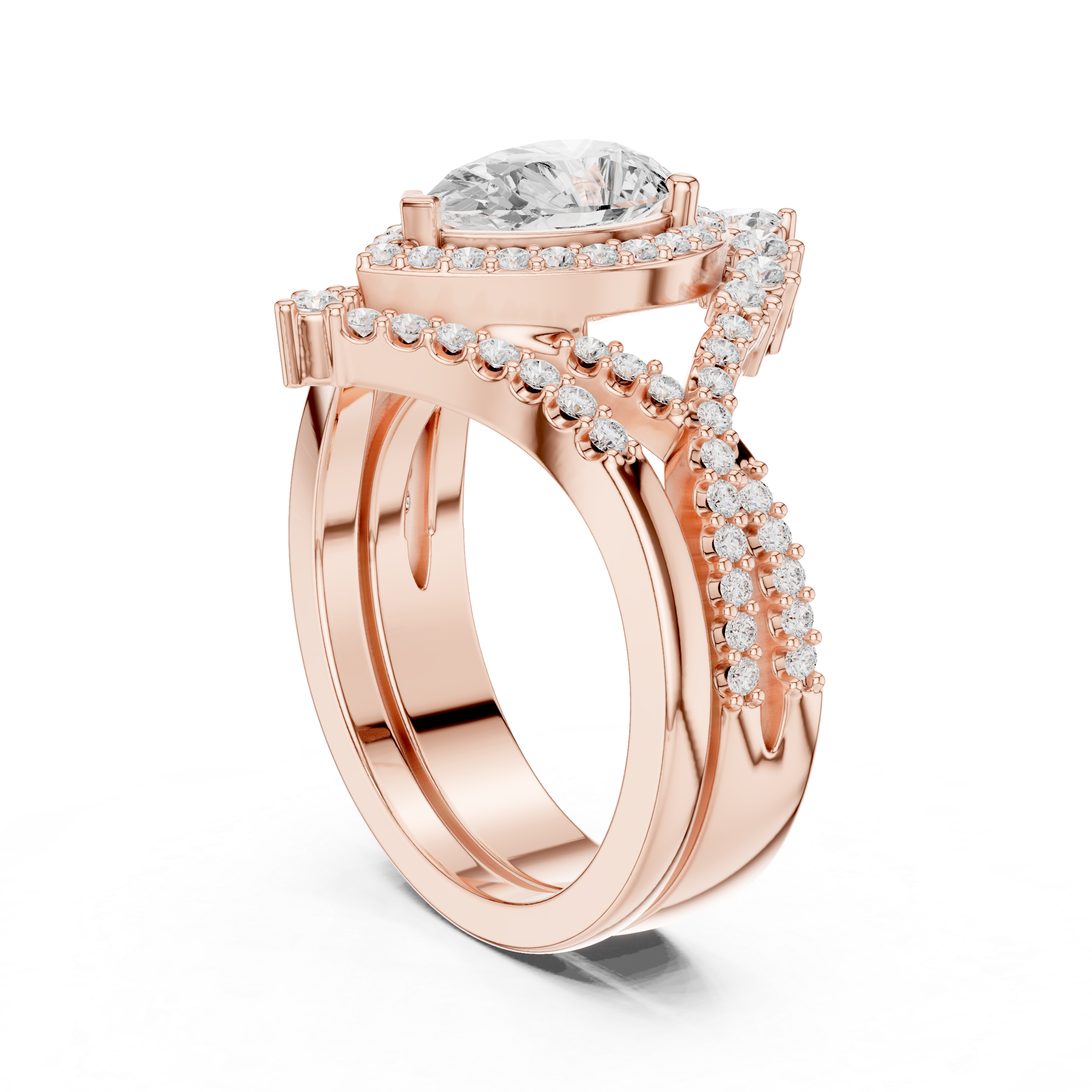 2.70CT Bridal Set Ring – EF VS/SI Lab-Created Diamond in 14K White Gold | Women's Engagement or Wedding