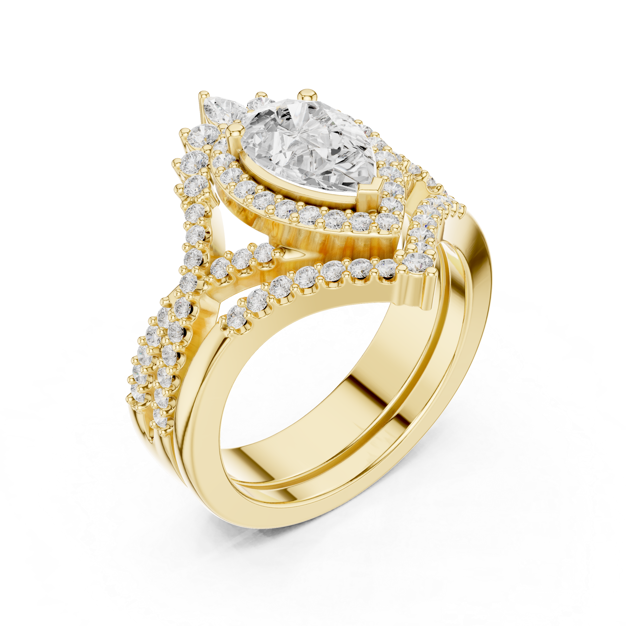 2.70CT Bridal Set Ring – EF VS/SI Lab-Created Diamond in 14K White Gold | Women's Engagement or Wedding