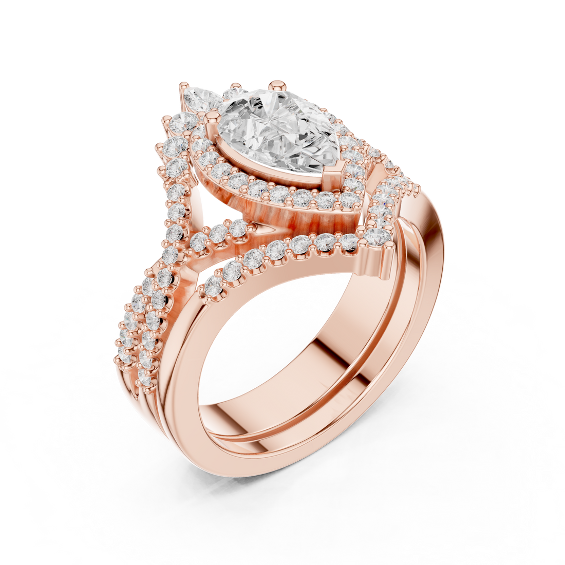 2.70CT Bridal Set Ring – EF VS/SI Lab-Created Diamond in 14K White Gold | Women's Engagement or Wedding
