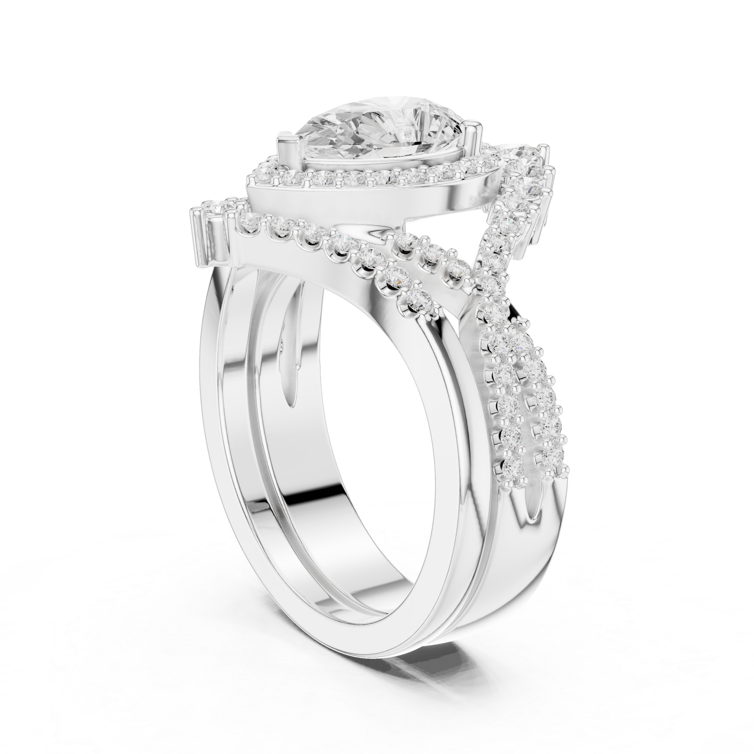 2.70CT Bridal Set Ring – EF VS/SI Lab-Created Diamond in 14K White Gold | Women's Engagement or Wedding