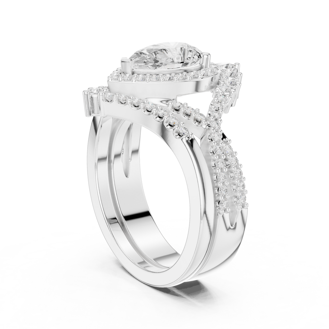 2.70CT Bridal Set Ring – EF VS/SI Lab-Created Diamond in 14K White Gold | Women's Engagement or Wedding