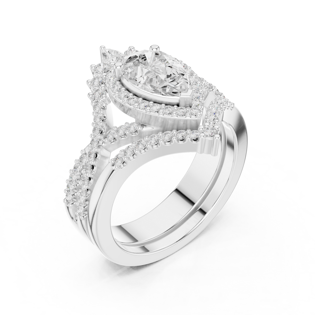 2.70CT Bridal Set Ring – EF VS/SI Lab-Created Diamond in 14K White Gold | Women's Engagement or Wedding