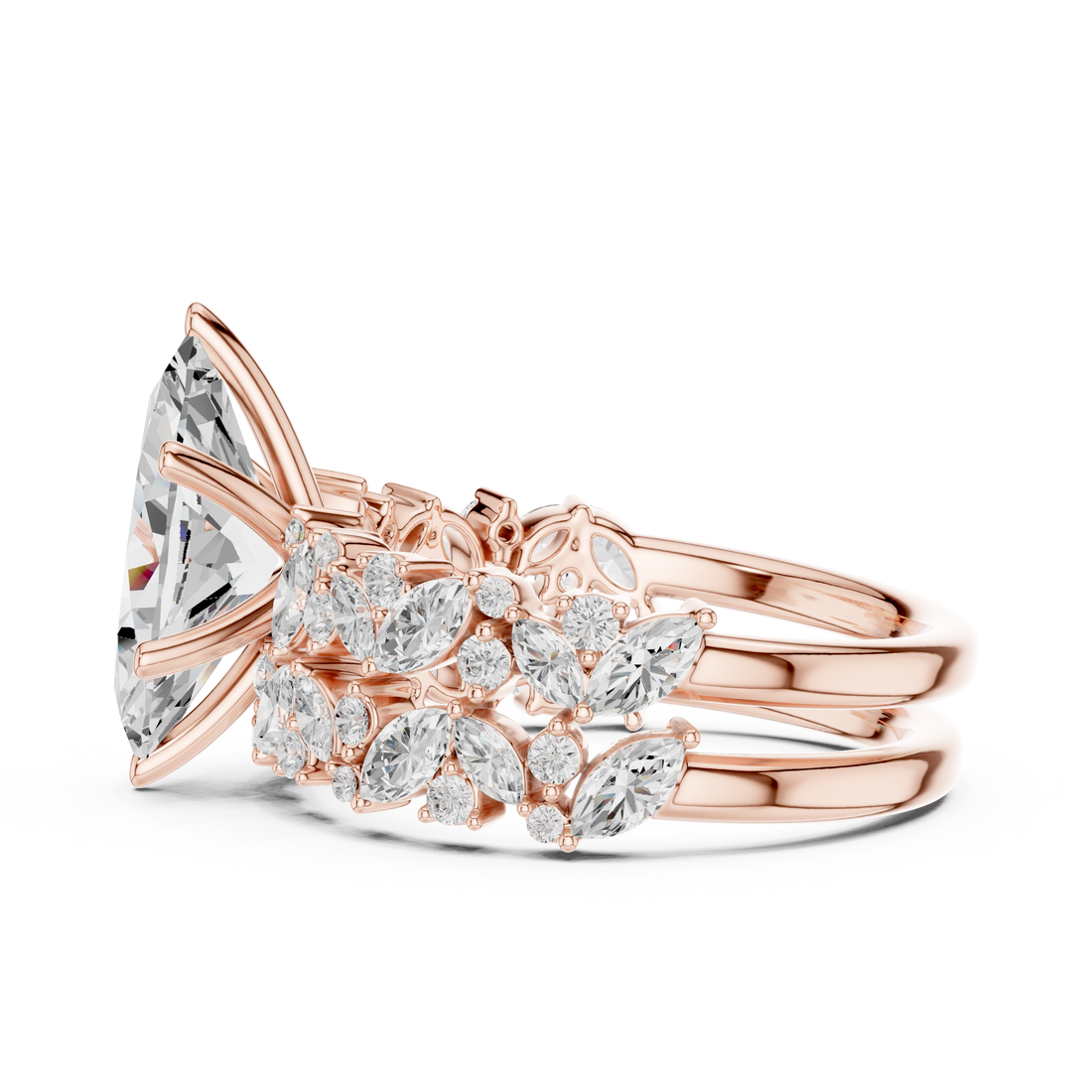 3.70 CT Bridal Set Ring – EF VS/SI Lab-Created Diamond in 14K Rose Gold | Women's Engagement or Wedding