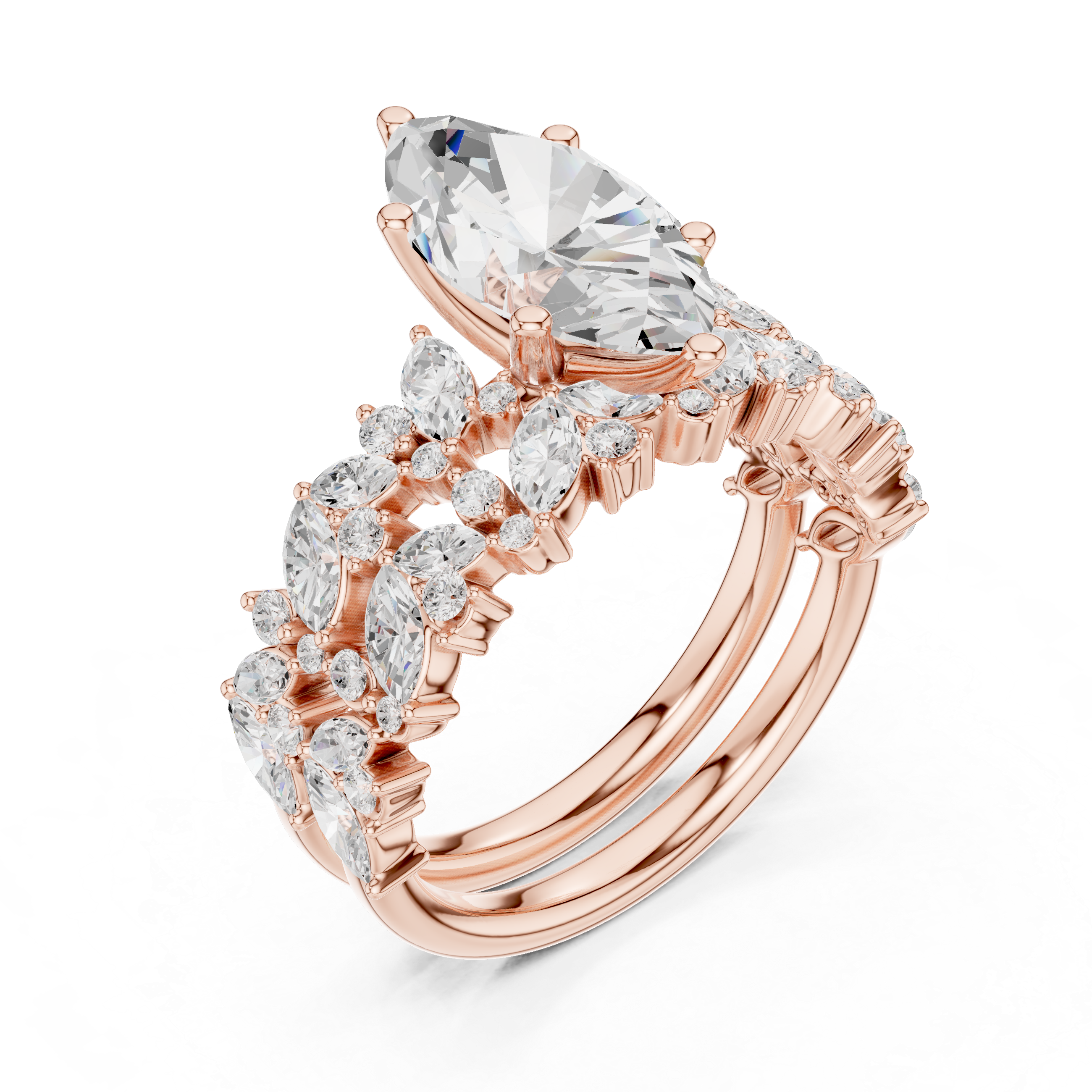 3.70 CT Bridal Set Ring – EF VS/SI Lab-Created Diamond in 14K Rose Gold | Women's Engagement or Wedding
